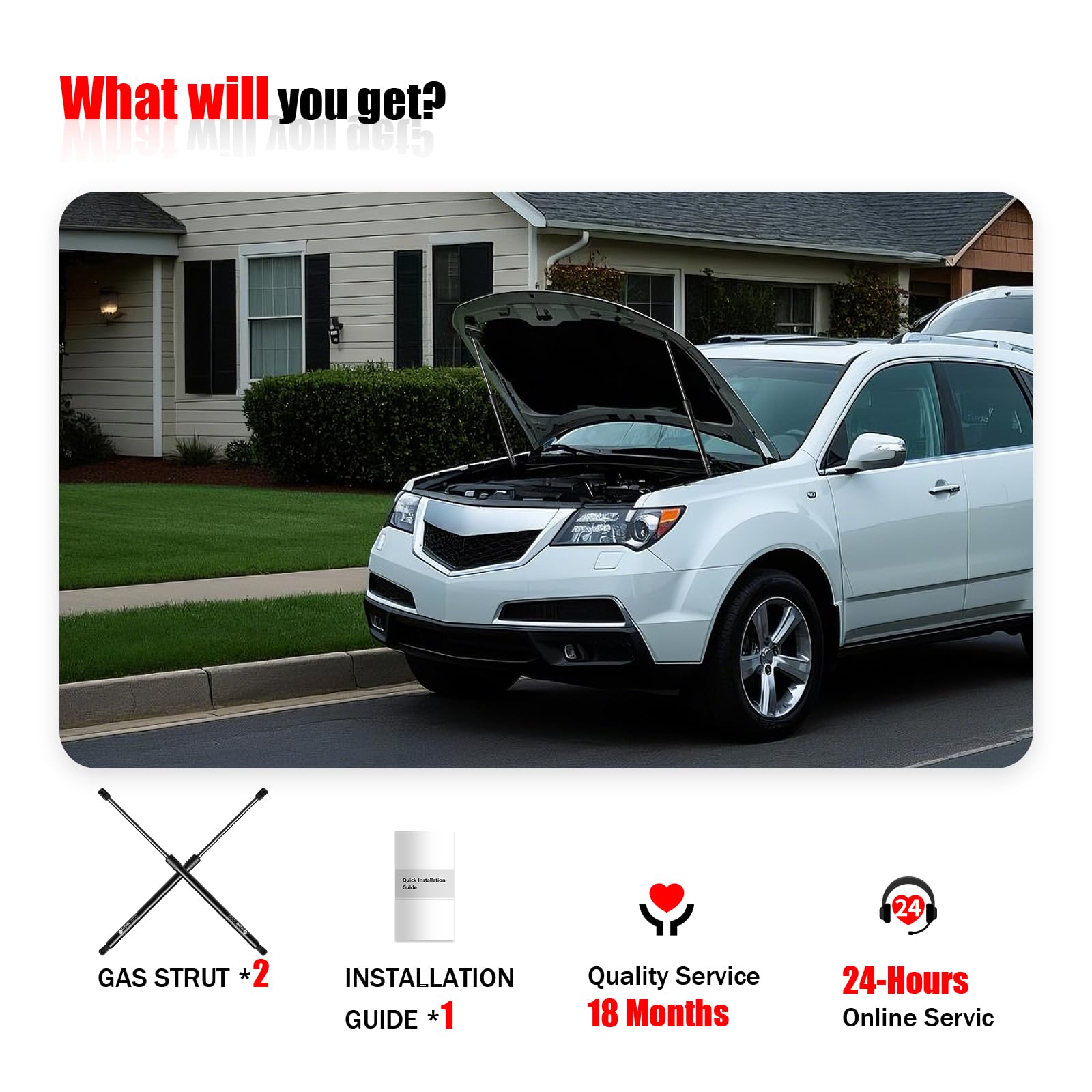 Iaqwe Pm1109 Replacement Parts Hood Gas Struts Lift Supports Front Fit For Acura Mdx 2007 2008 2009 2010 2011 2012 2013 Base Spo