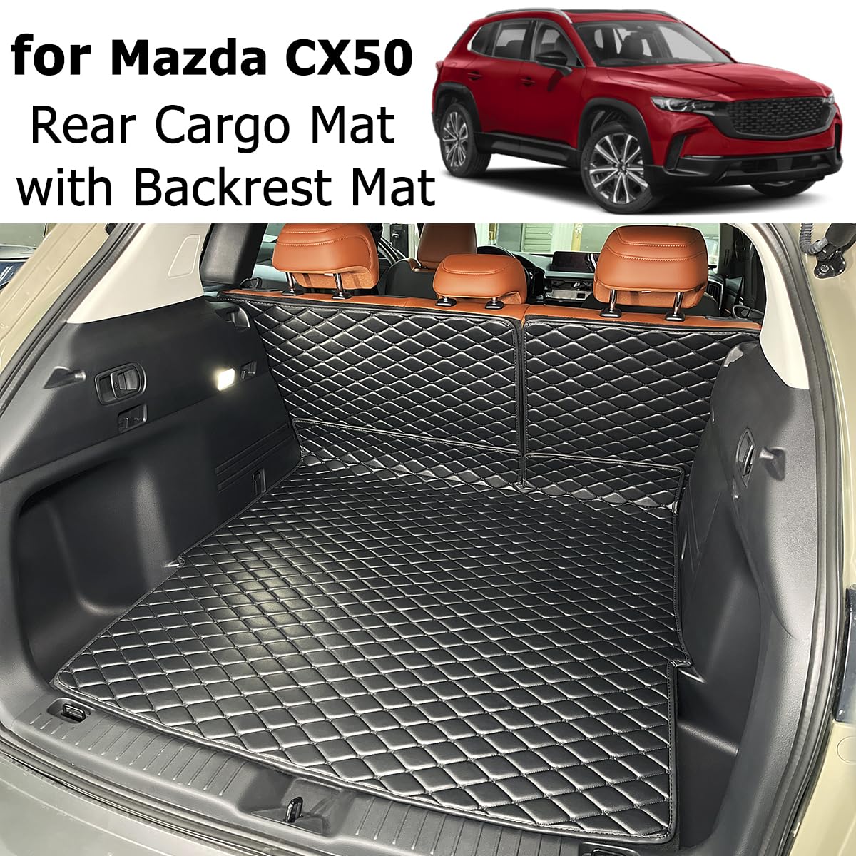7Deekei For 2023-2024 Mazda Cx-50 Cx50 Trunk Mat And Rear Backrest Mat Cargo Liners All Weather Anti-Slip