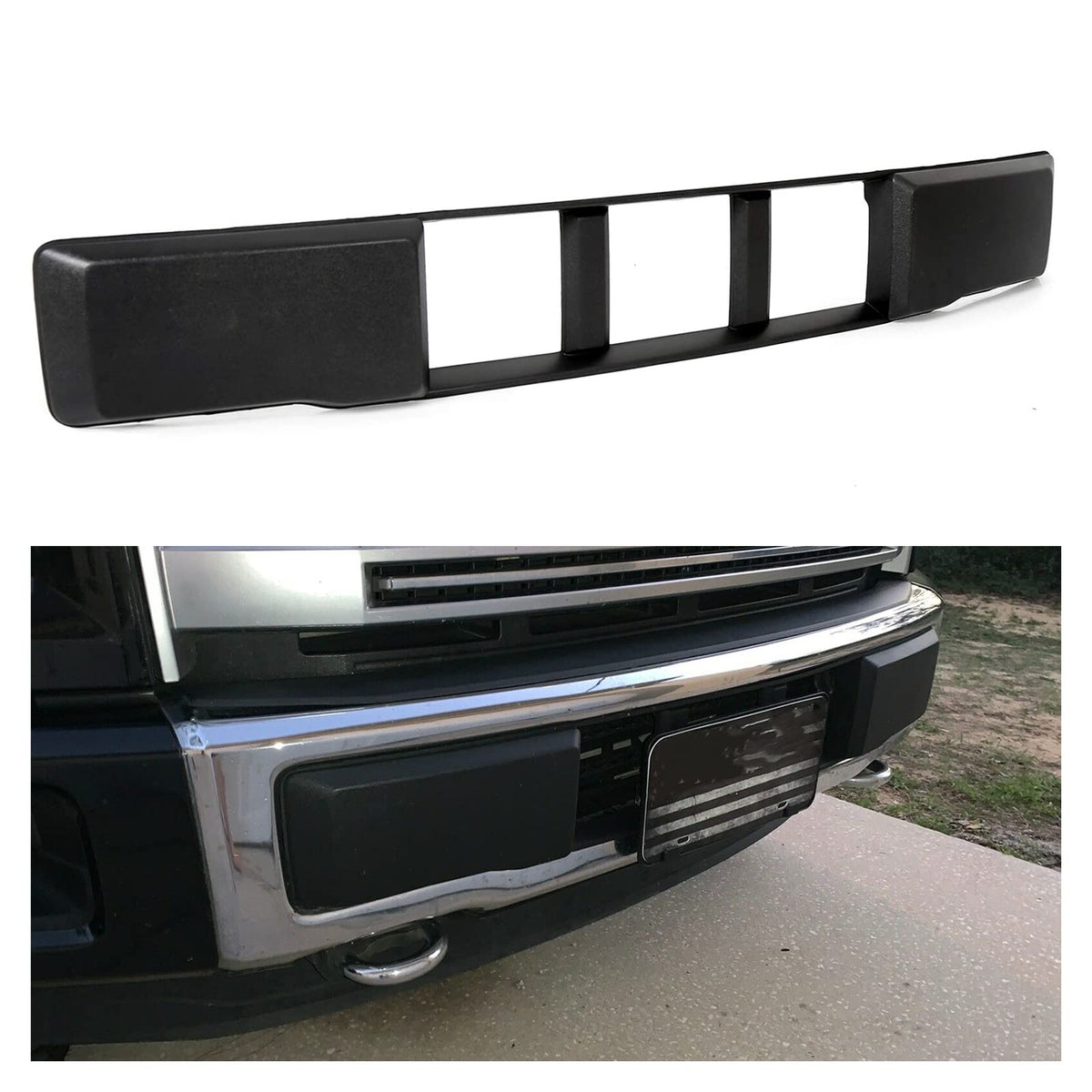 Ecotric Lower Grille Compatible With 2015-2017 Ford F-150 F150 Front Bumper Lower Grille Trim Panel Black Replacment For Fl3Z-17E810-Ca