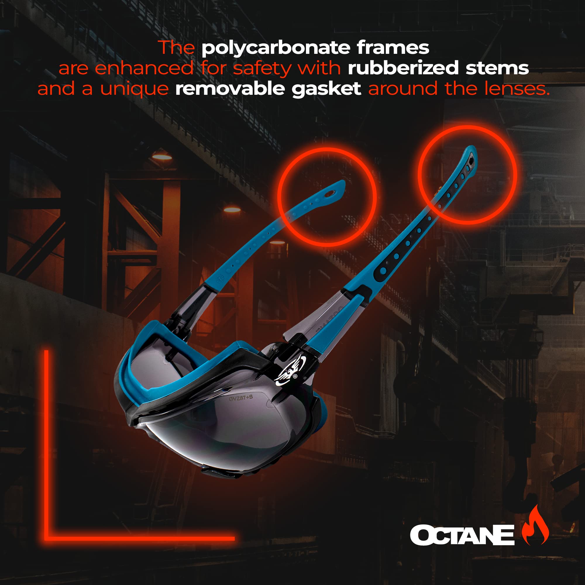 Global Vision Octane Anti-Fog Sport Motorcycle Sunglasses Red Frame W/Smoke Lenses (Blue)