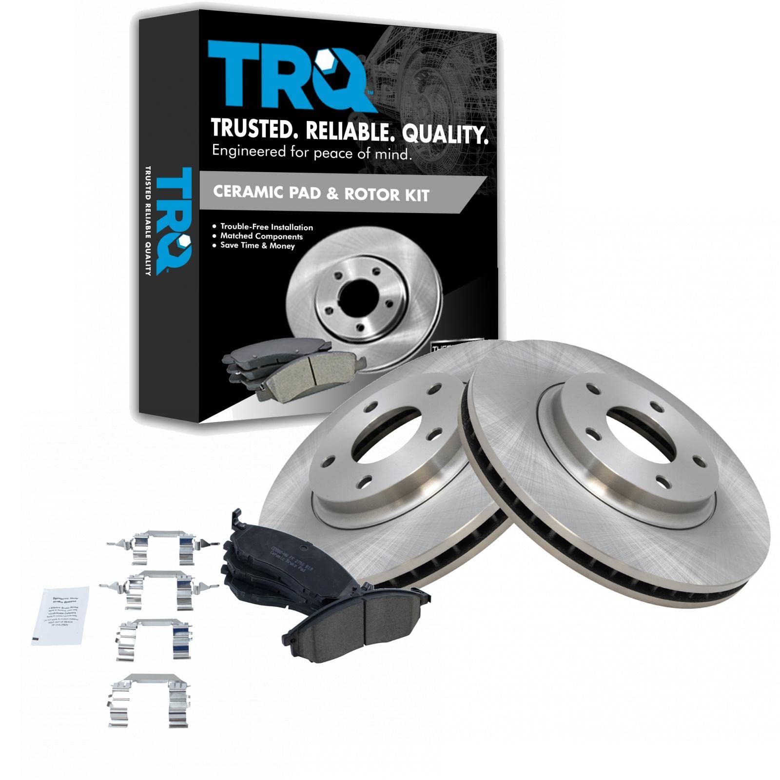 Trq Front Brake Pad & Rotor Kit Brake Pads Brake Rotor Ceramic Compatible With 2003-2004 Infiniti M45 2002-2006 Q45