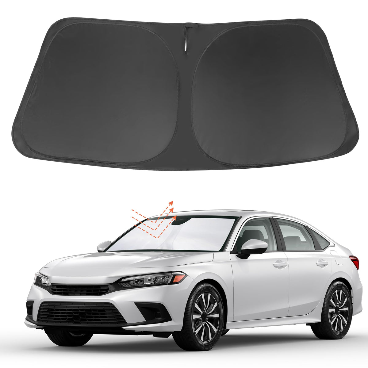 Yycke Windshield Sun Shade Accessories Compatible With 2022-2024 2025 Civic For Honda Foldable Sunshade Sun Visor Blocks Uv