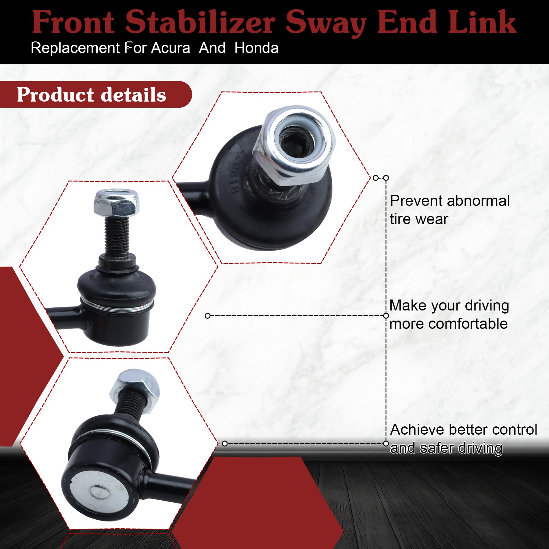 Stiueoav K90456 K90457 Sway Bar Link - Front Stabilizer End Link Compatible With 2004-2014 Acura Tsx?2003-2012 Honda Accord?2010