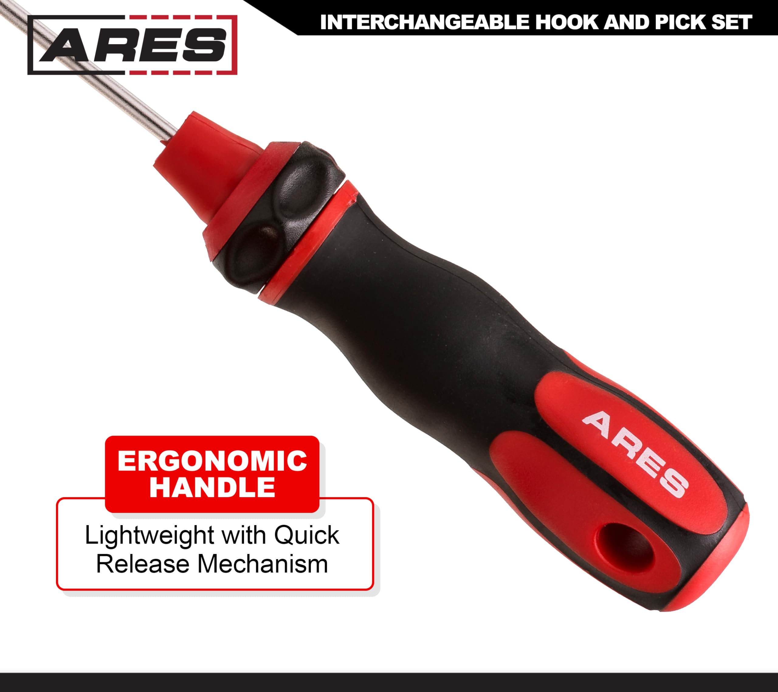 Ares 70255 - Interchangeable Hook And Pick Set - 6-Piece Set Includes Convenient Storage Pouch - Chrome Vanadium Steel Shafts -