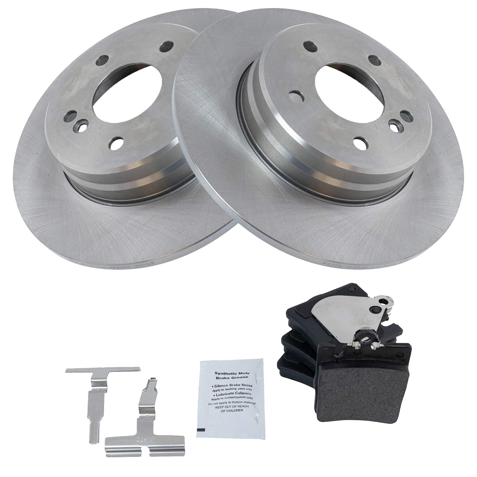 Trq Brake Pad & Rotor Rear Semi-Metallic Kit Set For Mercedes Benz