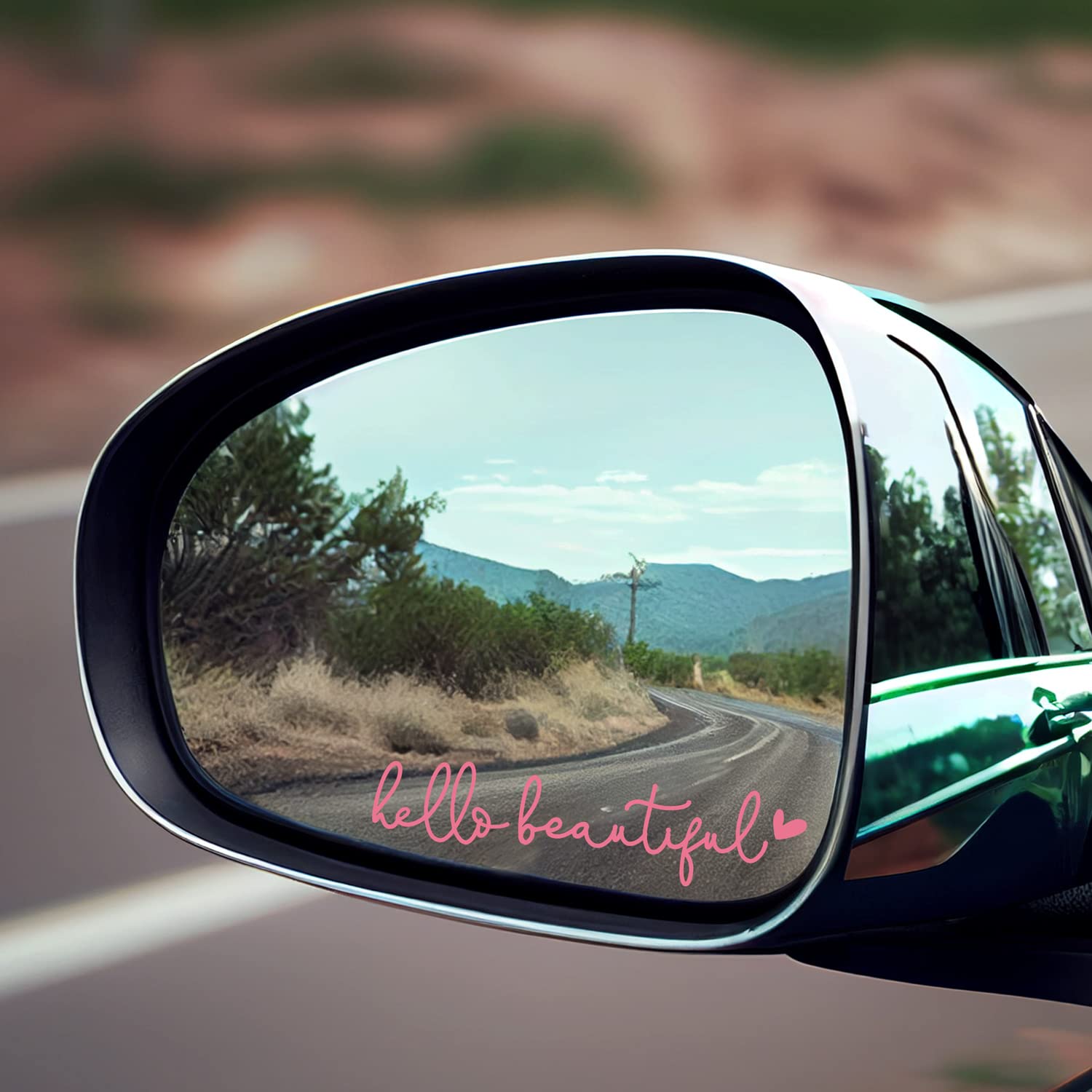 3X Hello Beautiful Rearview Mirror Decal, Vanity Mirror Stickers, Rear View Mirror Vinyl Decal, Car Accessories Gifts, Water Bot