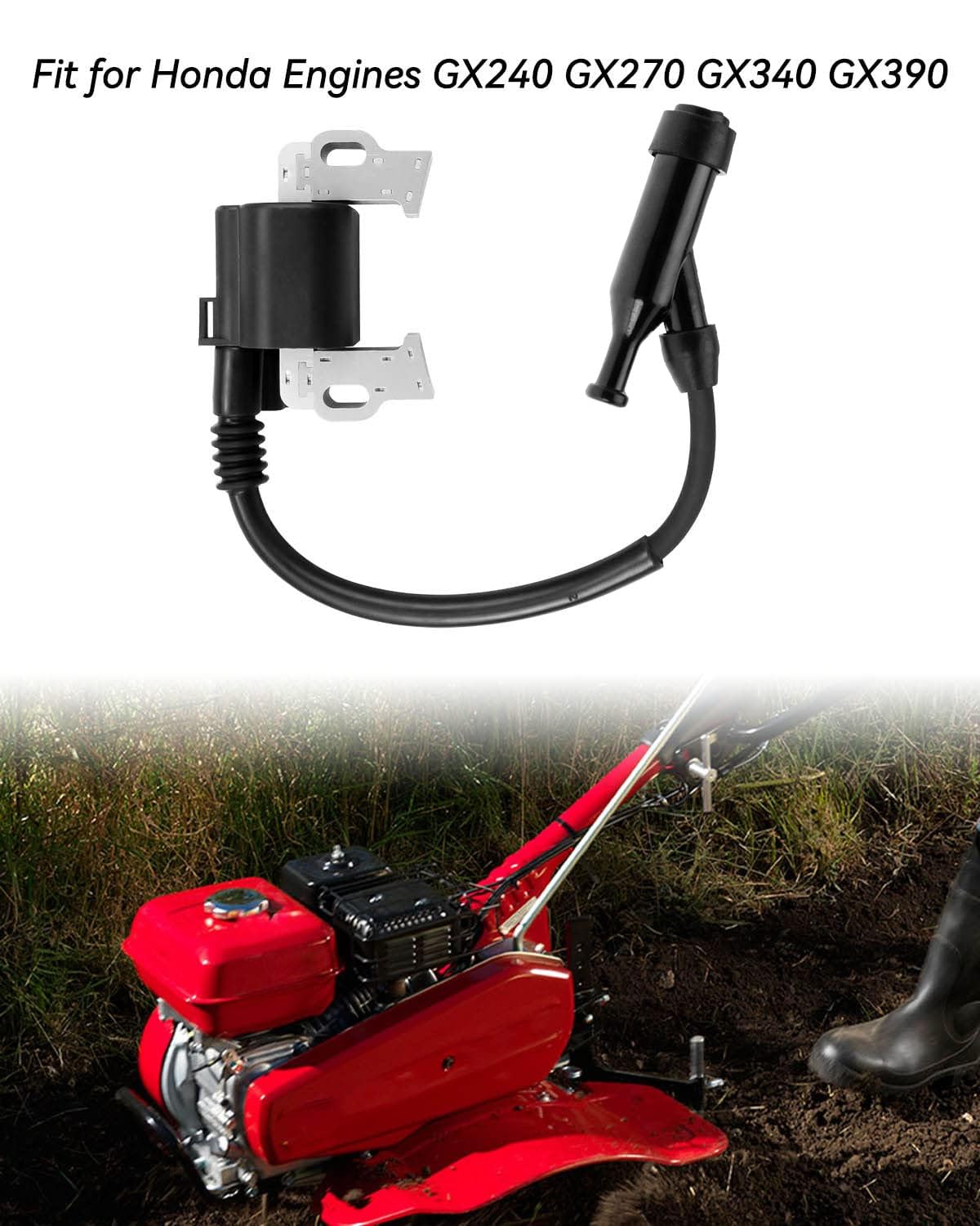 Ignition Coil with 4 Prong Connector Replaces 30500-Z5T-003 30500-Z5R-003 Fit for Honda Gasonline Engines GX240 GX270 GX340 GX39