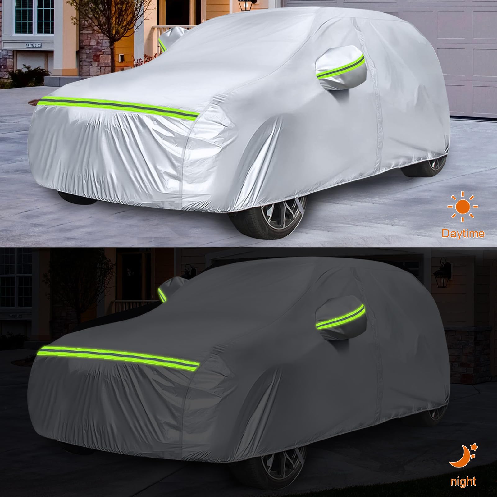 Waterproof Car Covers Replace For 2014-2025 Jeep Cherokee, 6 Layers Silver All Weather Custom-Fit Car Cover With Zipper Door & W