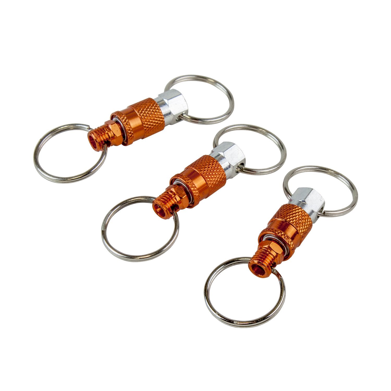 Freeman Keyqc3 Pull Apart Coupler Keychain With 2 Split Rings, 3 Pack,Unisex-Adult, Orange, Small