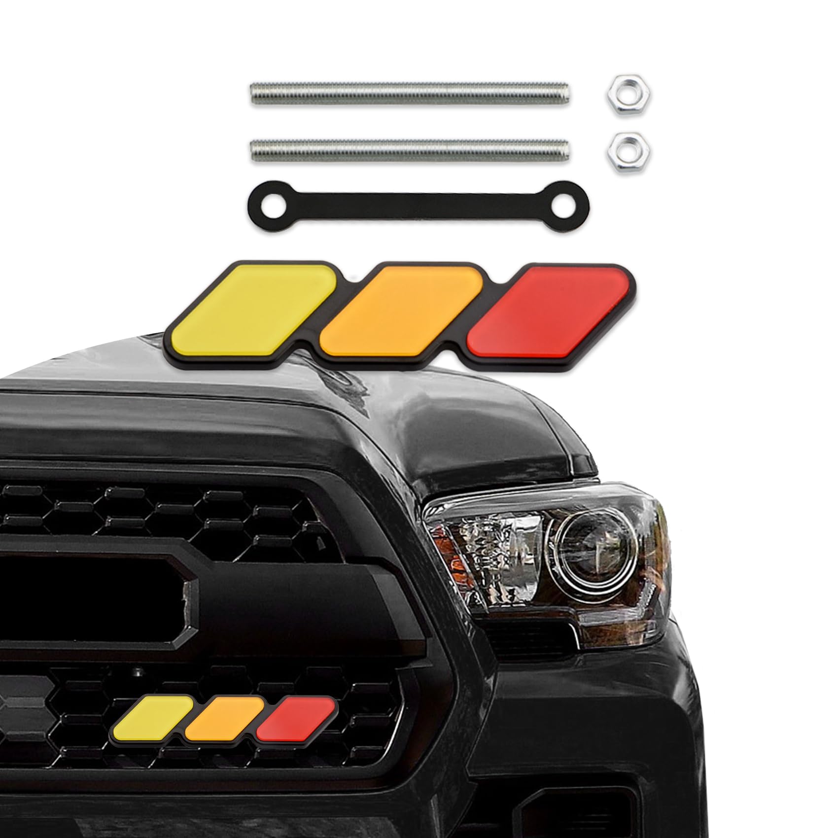 TRD Grille Decor Badge, 3-Color Upgrade Emblem, Grille Insert Trims, Tri-Color Grille Badge Emblem Car Decoration Accessories Fi
