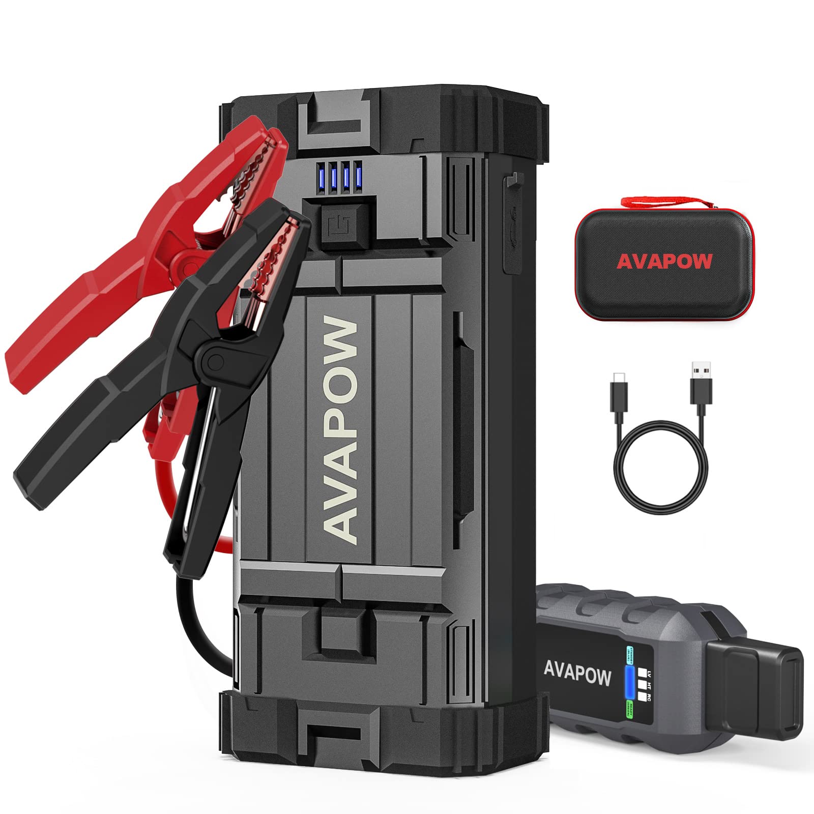 Avapow Jump Starter 2000A Peak 18000Mah Portable Battery Jump Starter For Car With Dual Usb Quick Charge 3.0(Up To 8.0L Gas Or 6