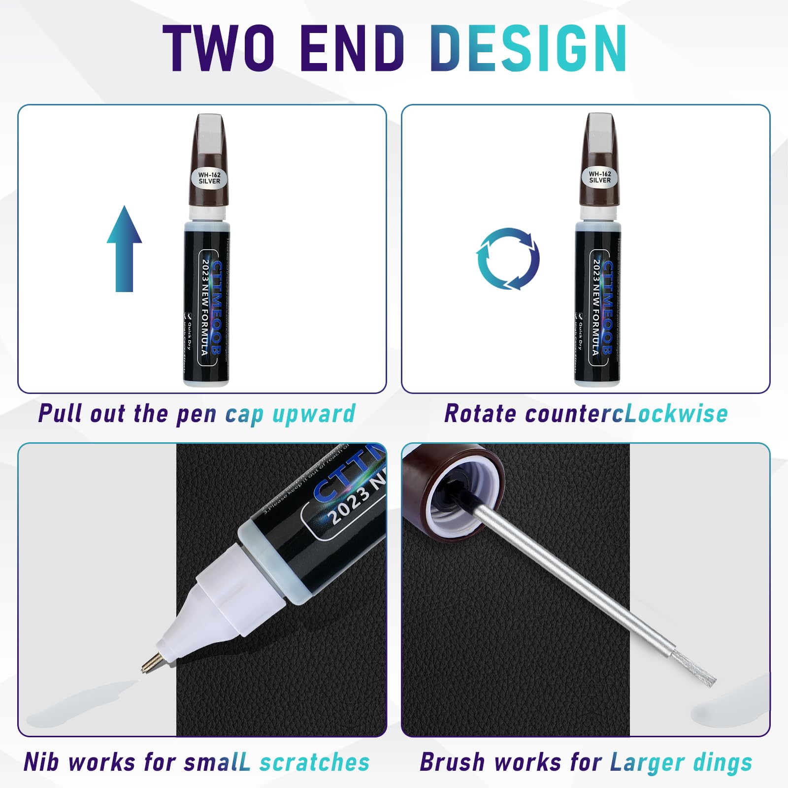 Silver Touch Up Paint For Cars, Two-In-One Car Paint Scratch Repair Pen, Quick & Easy Solution To Repair Minor Automotive Scratc