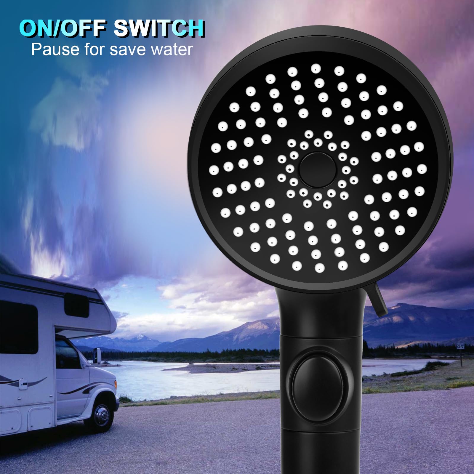 Rv Shower Head With Hose, High Pressure 5 Mode Shower Head Replacement, Shower Head For Rv/Campers, Travel Trailer, Motorhome Fo