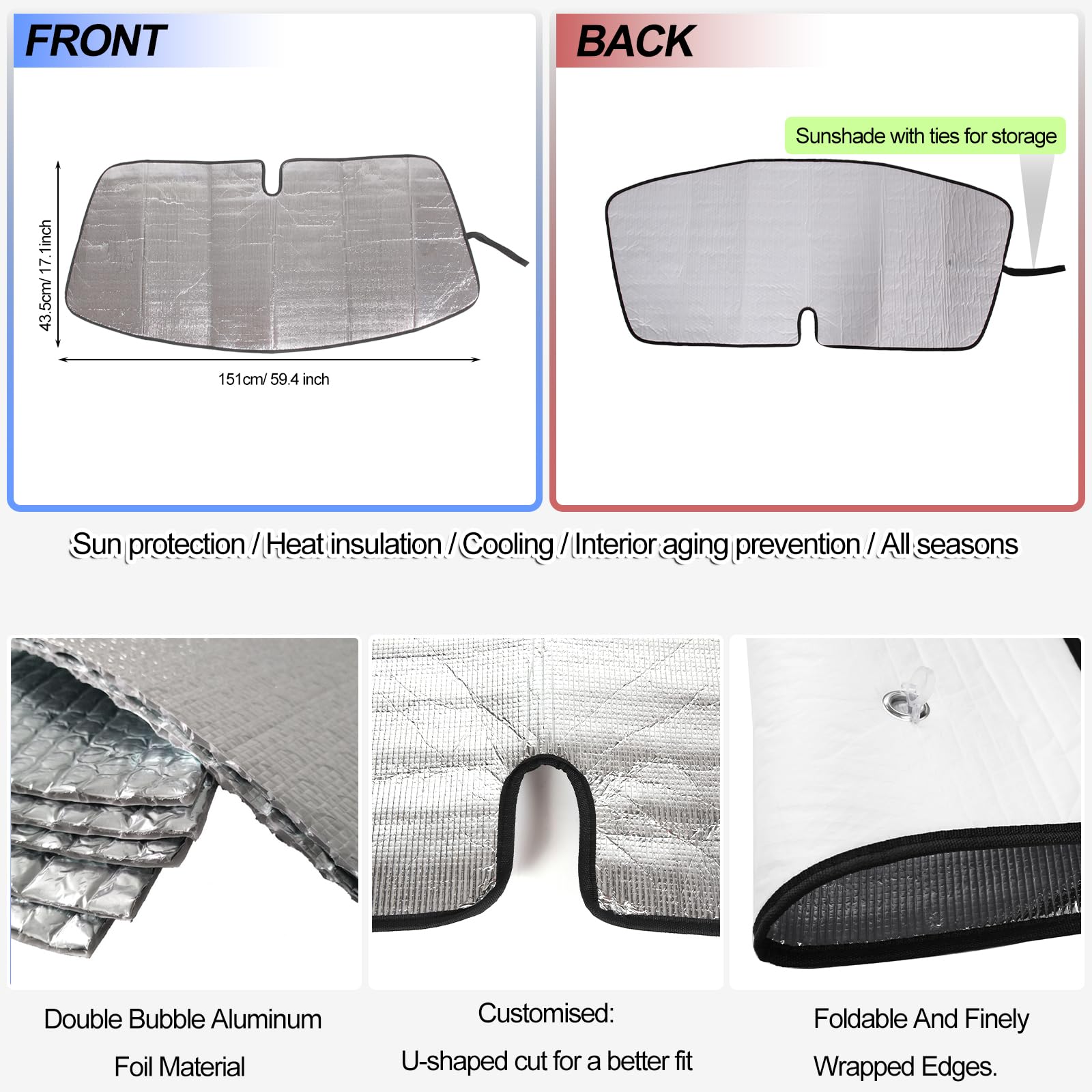 Windshield Sunshade For Mazda Mx-5 Miata 2016-2024, Front Window Sun Shade, Foldable Reflective Sun Visor, Screen Shield Cover Uv Blocker Protector Heatshield Keeps Your Vehicle Cool (Silver)