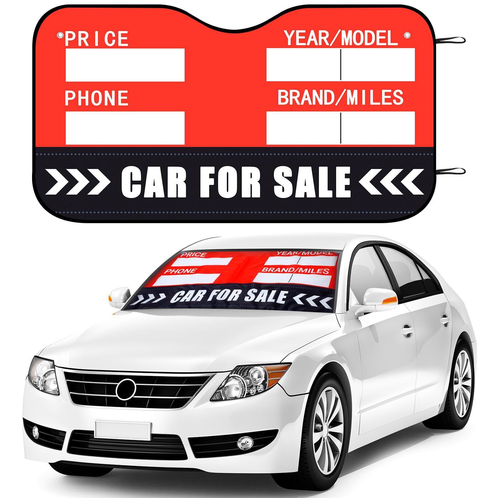 Jingmore for Sale Sign for Vehicle Windshield Sun Shade Quickly Sell Your Car or Truck Foldable Car Front Window Sunshade for Su