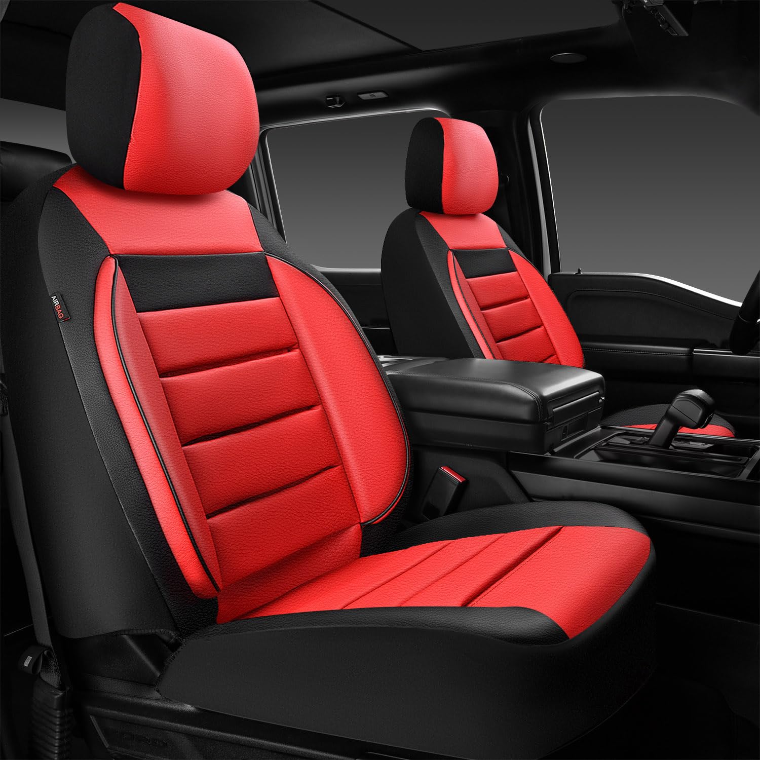 CAR PASS Leather Car Seat Covers Front Seats Only, Universal Fit Automotive Interior Waterproof 3D Foam Back Support Car Seat Co