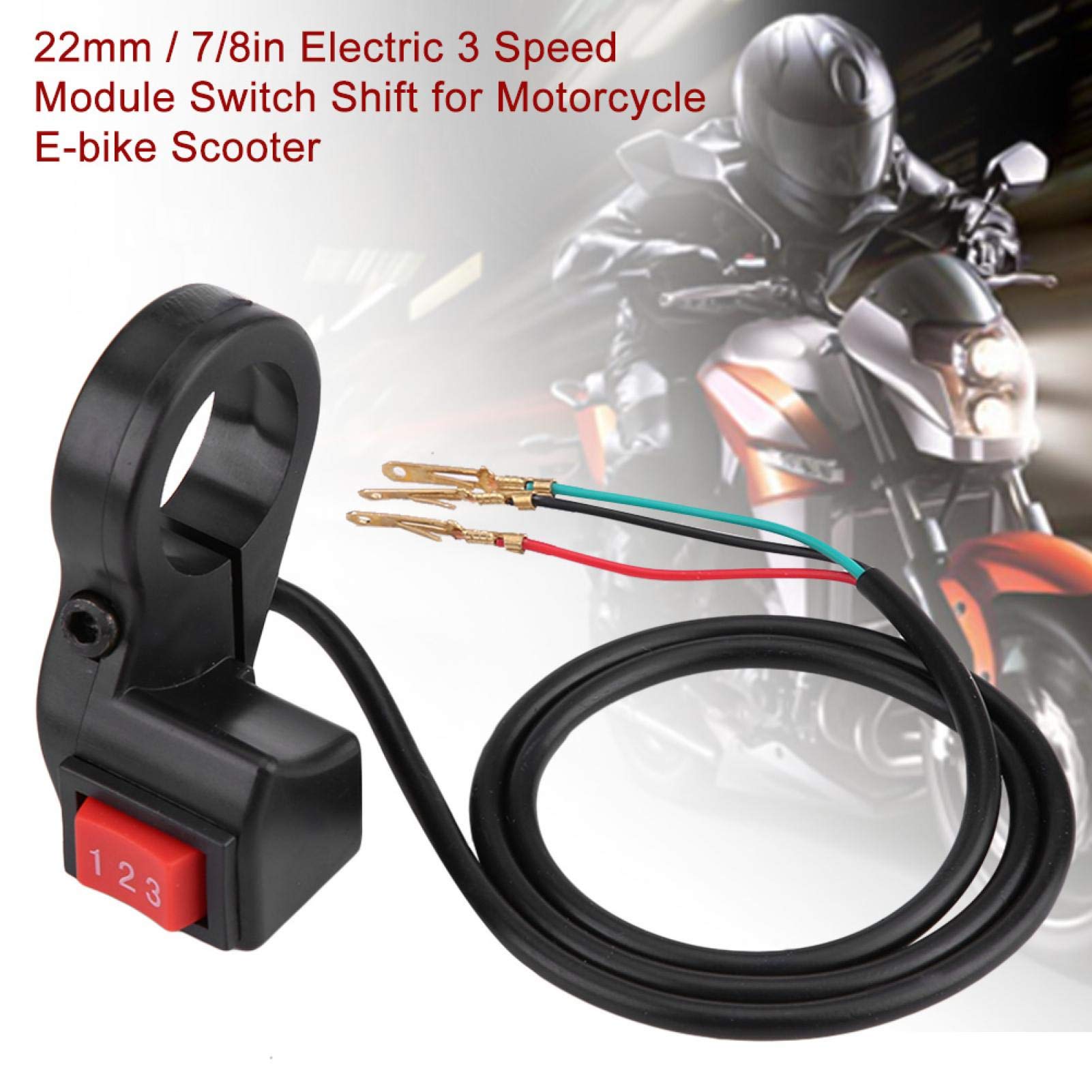 for 3 Speed Switch for ebike Yctze 3-Speed Module Switch 22mm 7/8in Handlebar Electric 3 Speed Module Switch Shift for Motorcycl