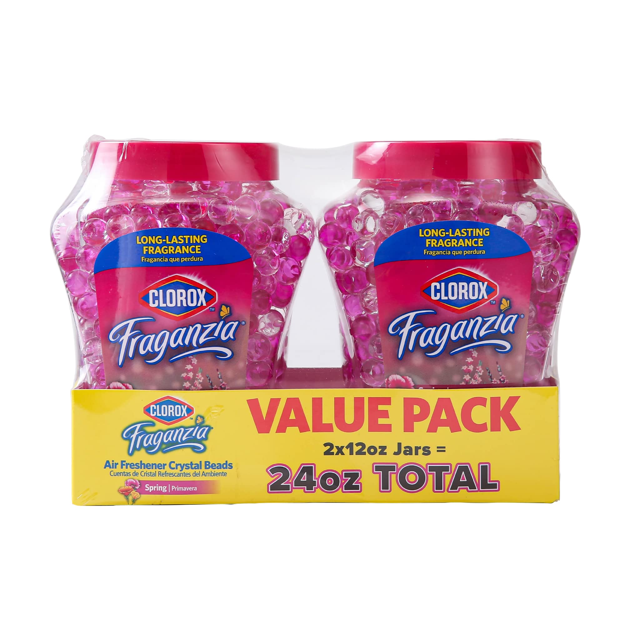 Clorox Fraganzia Crystal Beads Air Freshener Value Pack Long-Lasting Beads Gel Air Freshener in Spring Scent for Home, Bathroom,