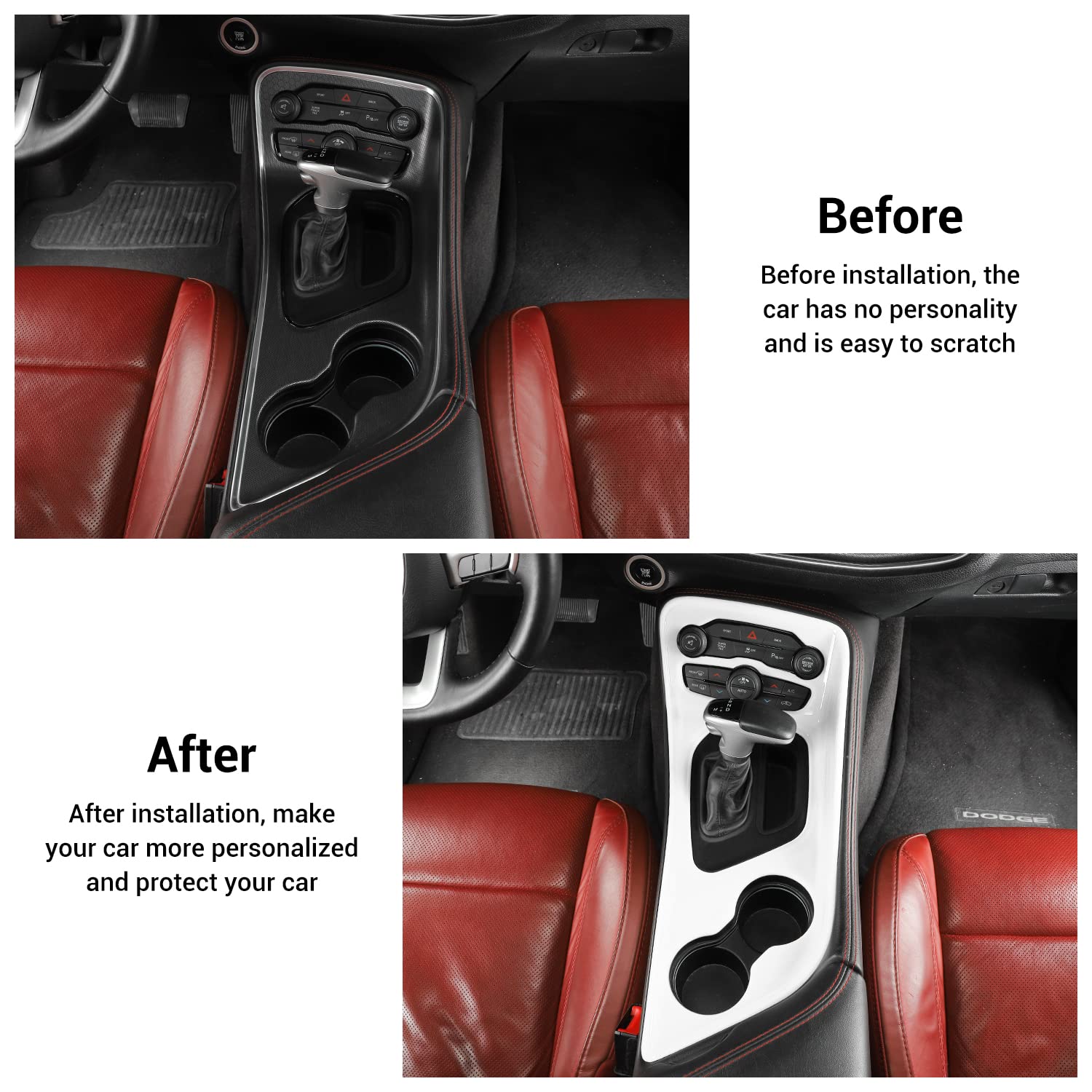 Voodonala For Challenger Gear Shift Shifter Panel Shift Lever Panel Transmission Gear Selector Gearstick Panel Cover Trim Fit Fo