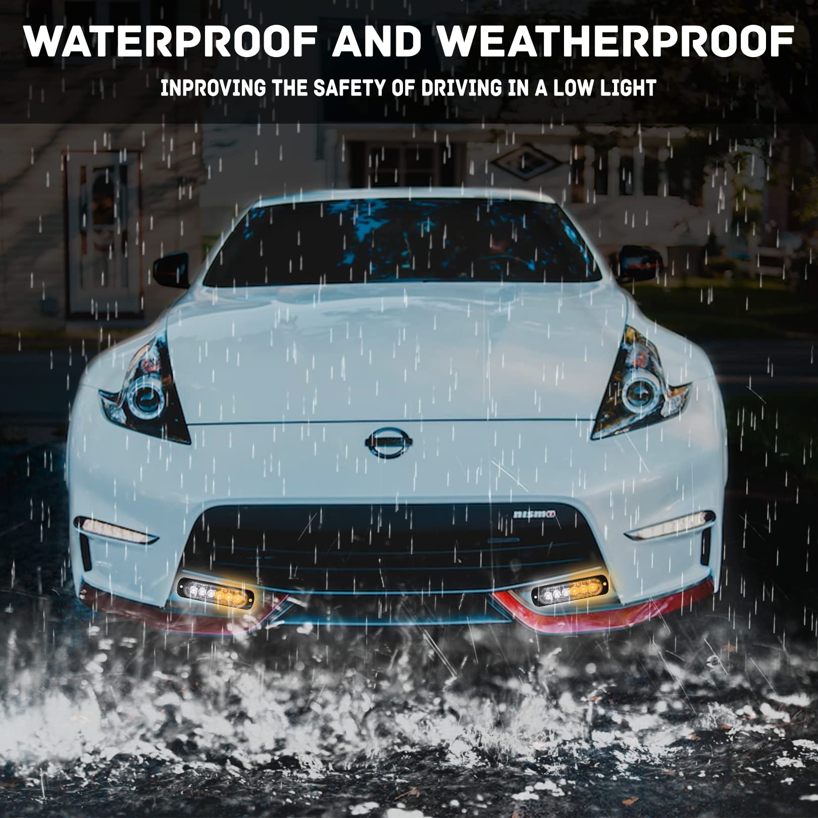 4-Pack 6 Led Amber Strobe Lights Vehicles Trucks Emergency Lights Kit 12V -24V Warning Hazard Flash Lights Bar Grill Grille Surf