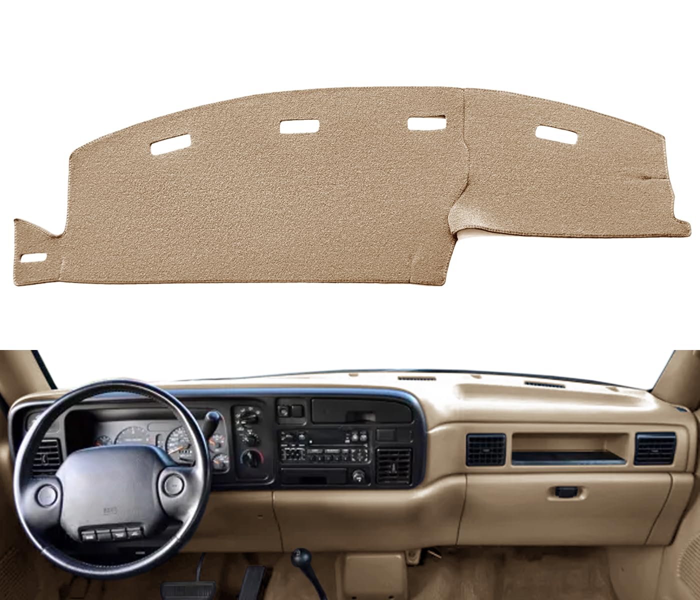 Yiz Dashboard Cover Dash Cover Mat Pad Custom Fit for Dodge Ram 1500 2500 3500 1994 1995 1996 1997 (94-97Beige) J23