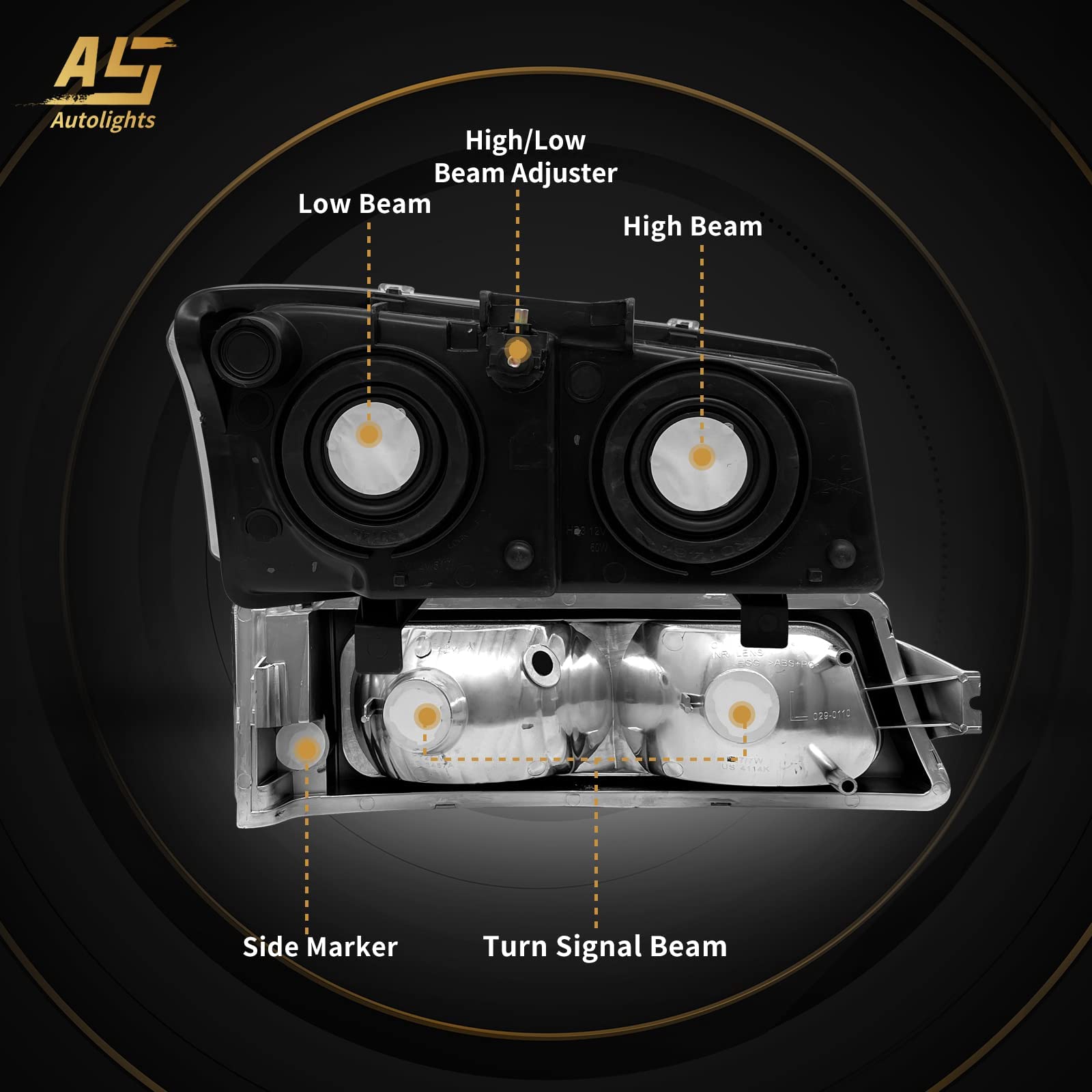 As Headlight Assembly For 2003 2004 2005 2006 Chevy Silverado/ 03 04 05 06 Avalanche 1500 2500 3500 Headlights Driver And Passenger Side Headlamp Replacement Pair - Not Fits Body Cladding Models