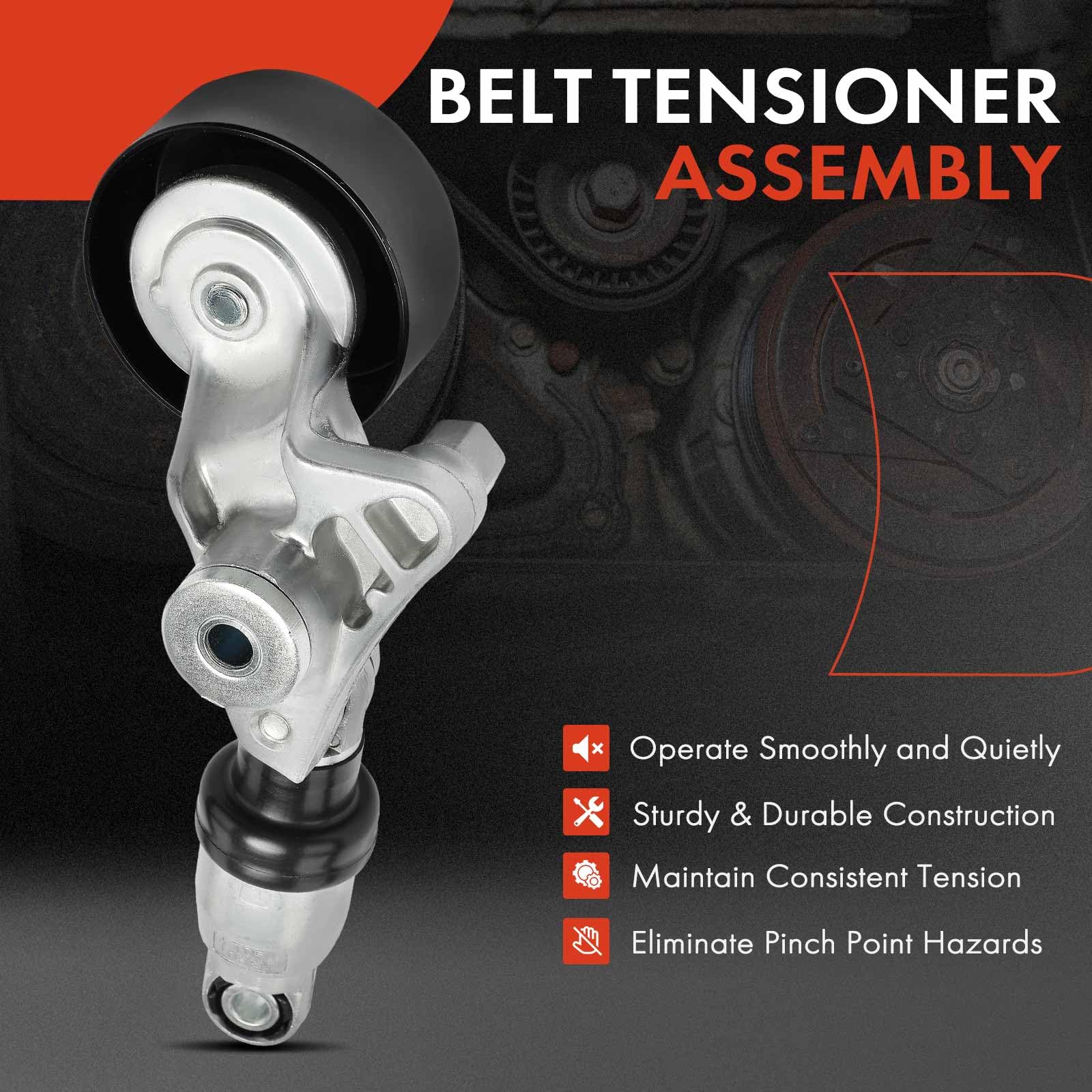 A-Premium Belt Tensioner Assembly with Pulley Compatible with Honda Accord 2013-2017, Crosstour 2013-2015, 3.5L & Acura MDX 2014