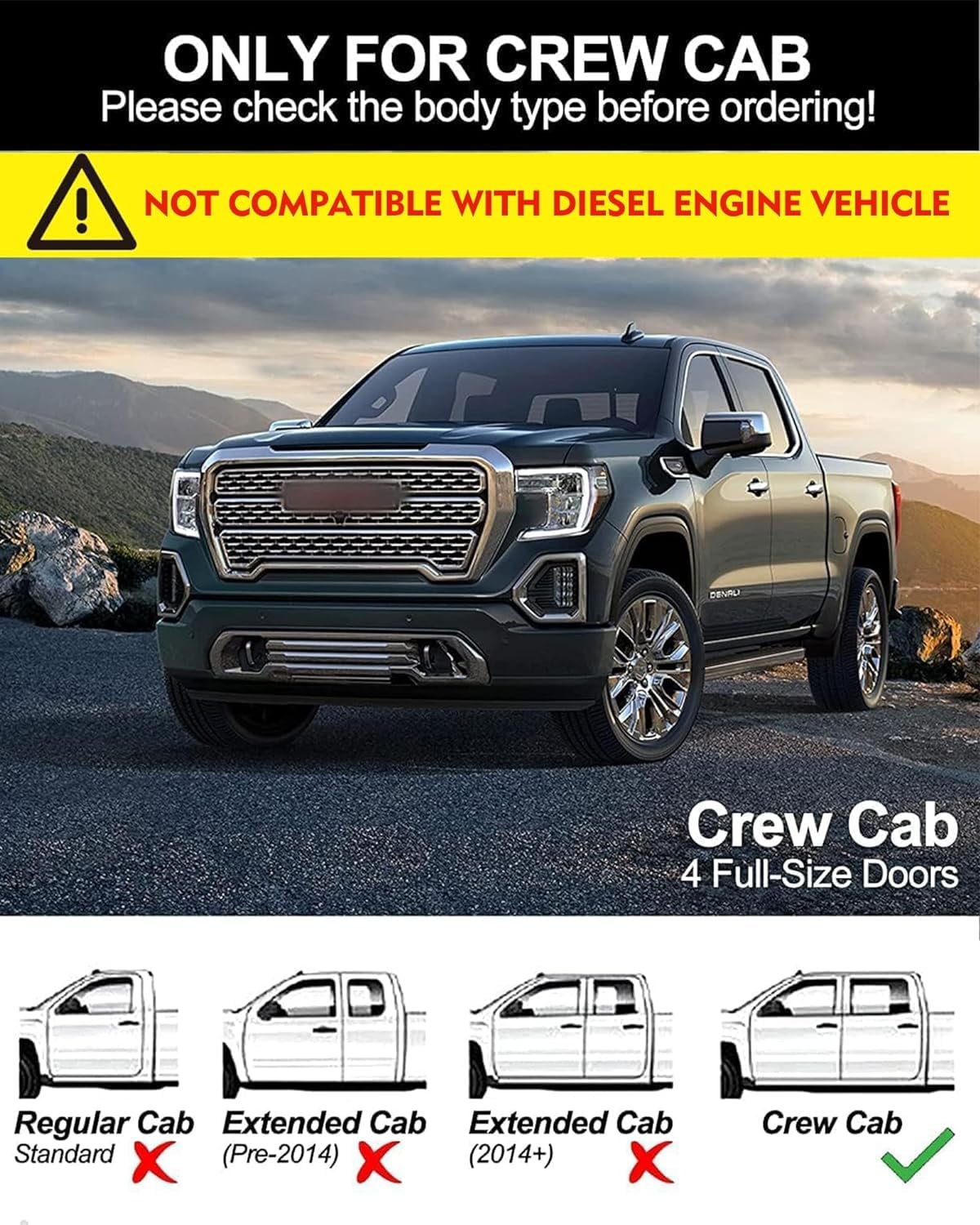 KYBOLT Running Boards Compatible with 2007-2018 Chevy Silverado/GMC Sierra 1500 Crew Cab,Stainless Steel Running Boards for 2007