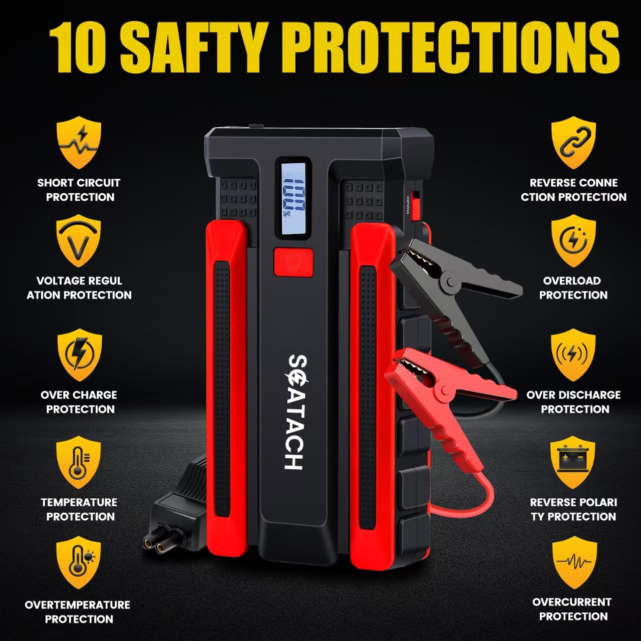 Scatach 002 4000A Car Battery Jump Starter,12V Jump Starter Battery Pack (Up To 10.0L Gasoline And 8.0L Diesel Engine), Portable