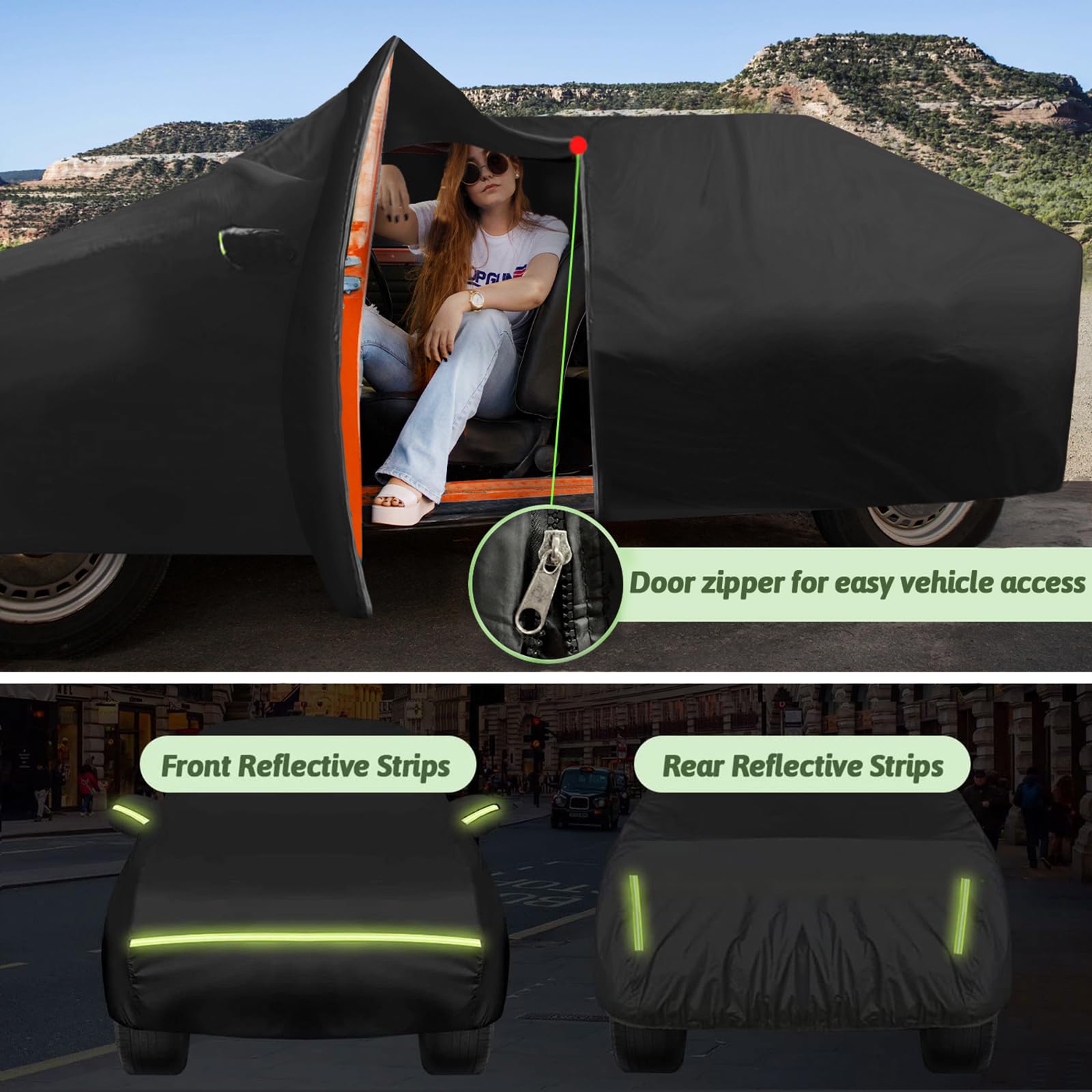 Car Covers for 2024 2025 Tesla Cybertruck, 6 Layers 210T Waterproof All Weather Sun UV Rain Snow Outdoor/Indoor Windproof Full T