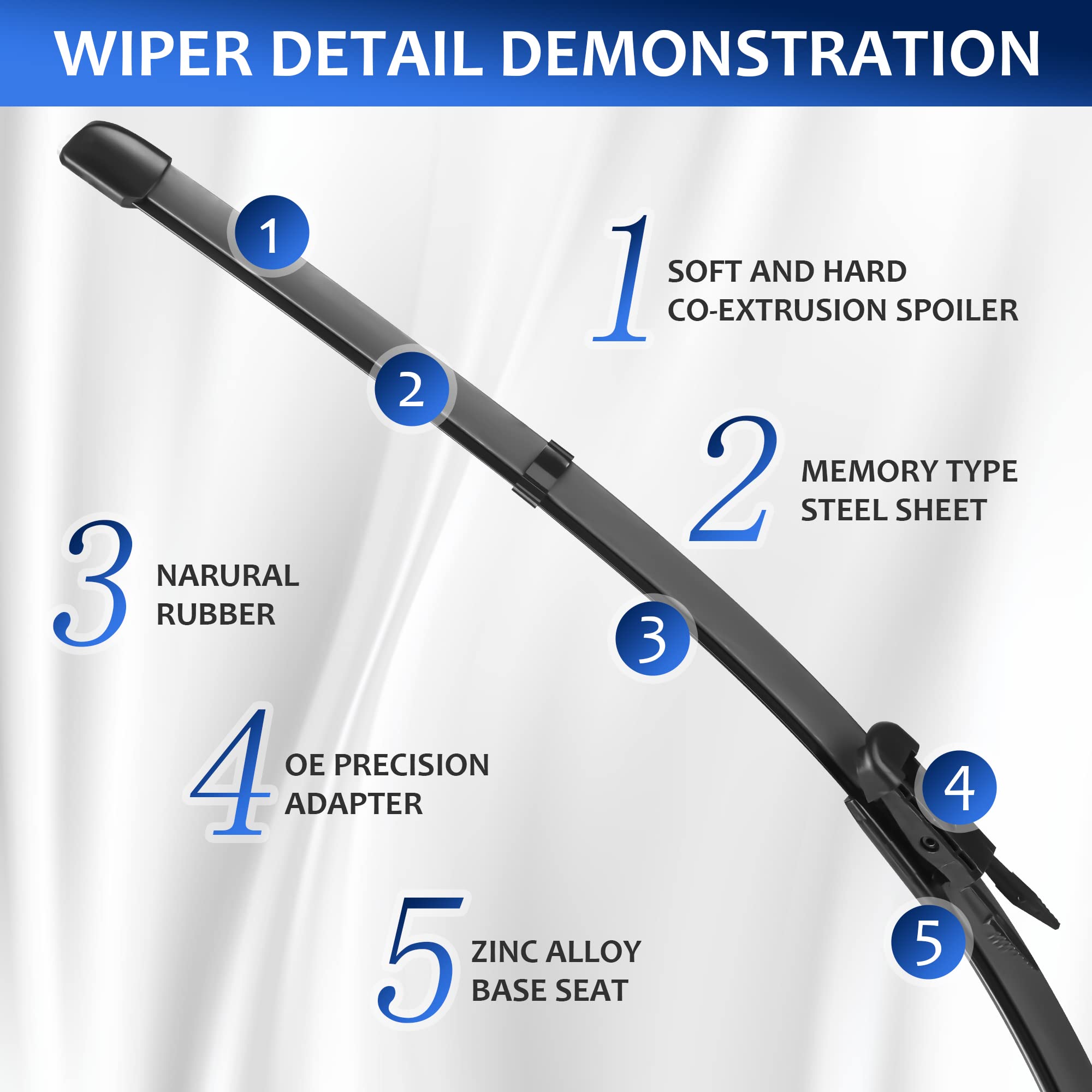 Windshield Wipers 24+19(Pinch Tab,Set Of 2) Replacement For Audi A3 2005-2013,Bmw 3-Series F80 F34 F31 F30 E90 E91 M3 4-Door 2009-2018