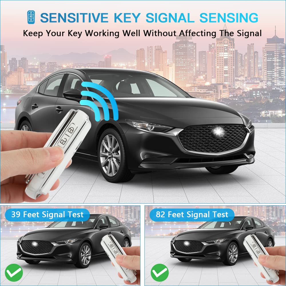 1797 Key Fob Cover For Mazda 3 6 Cx5 Cx9 Cx30 Mx5 Accessories Bling Car Remote Key Chain Case Shell Protector Girly Cute 4 Button White Silver Tpu