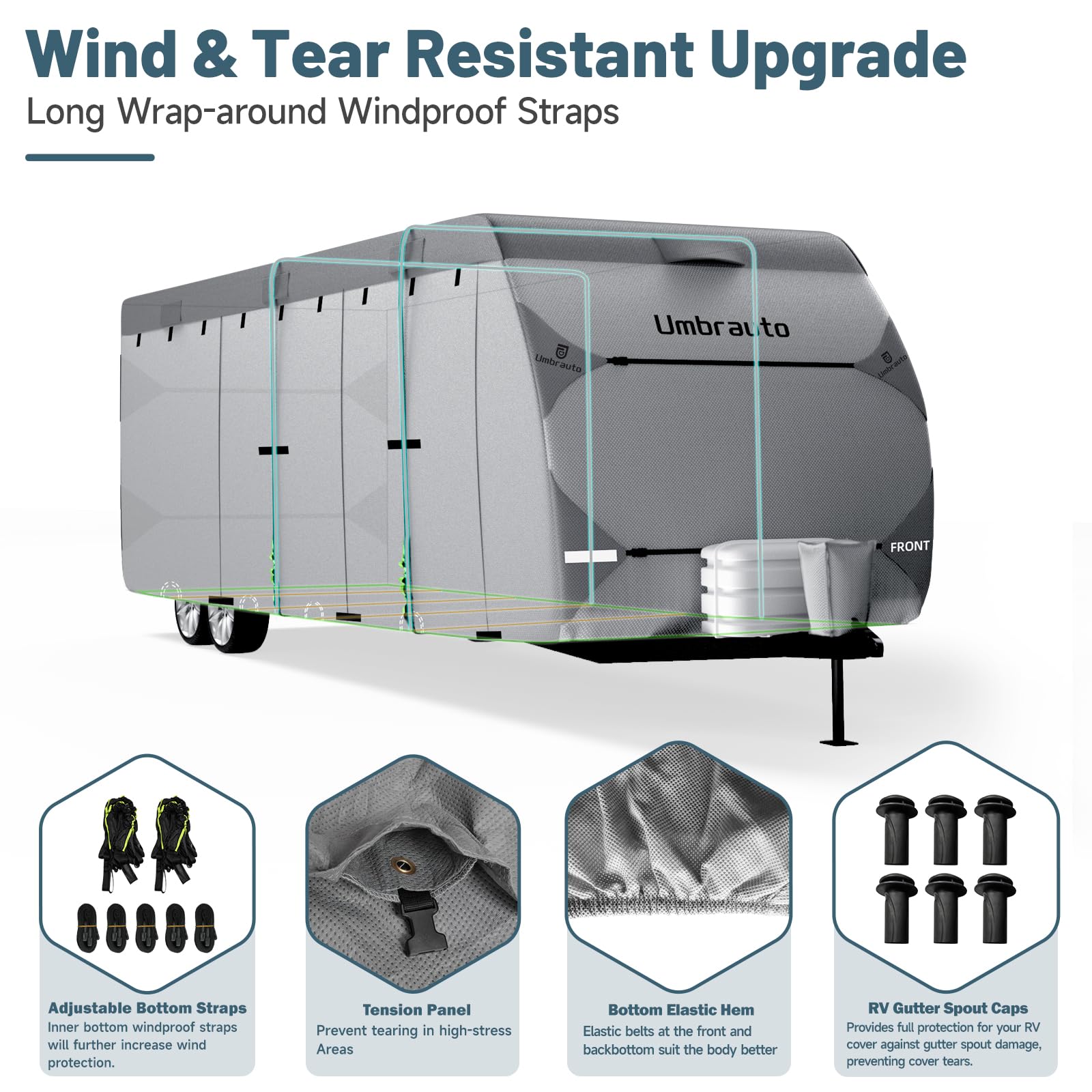 Umbrauto Rv Cover 16-18Ft: 7 Layers Travel Trailer Cover, Waterproof Camper Cover, Toy Hauler Cover With Tongue Jack Cover, Extr