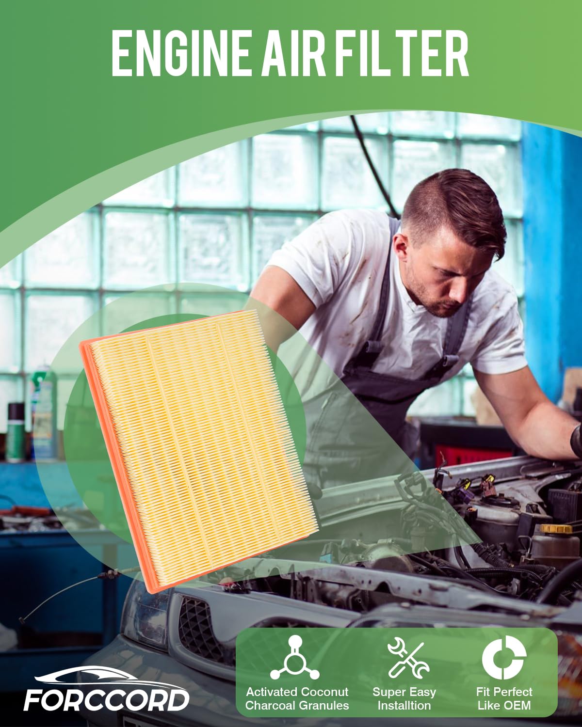 Forccord 2-Pack Engine Air Filter Fits For 2020-2025 Ford Escape Bronco Sport 1.5L/2.0L Engine (Not For Hybrid) & 2020-2025 Linc