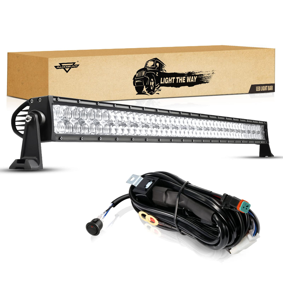 Auxbeam 50Inch Led Light Bar 288W Led Work Light Driving Light Spot Flood Combo Beam Bar 5D Lens For Car Jeep Off Road Suv Utv A