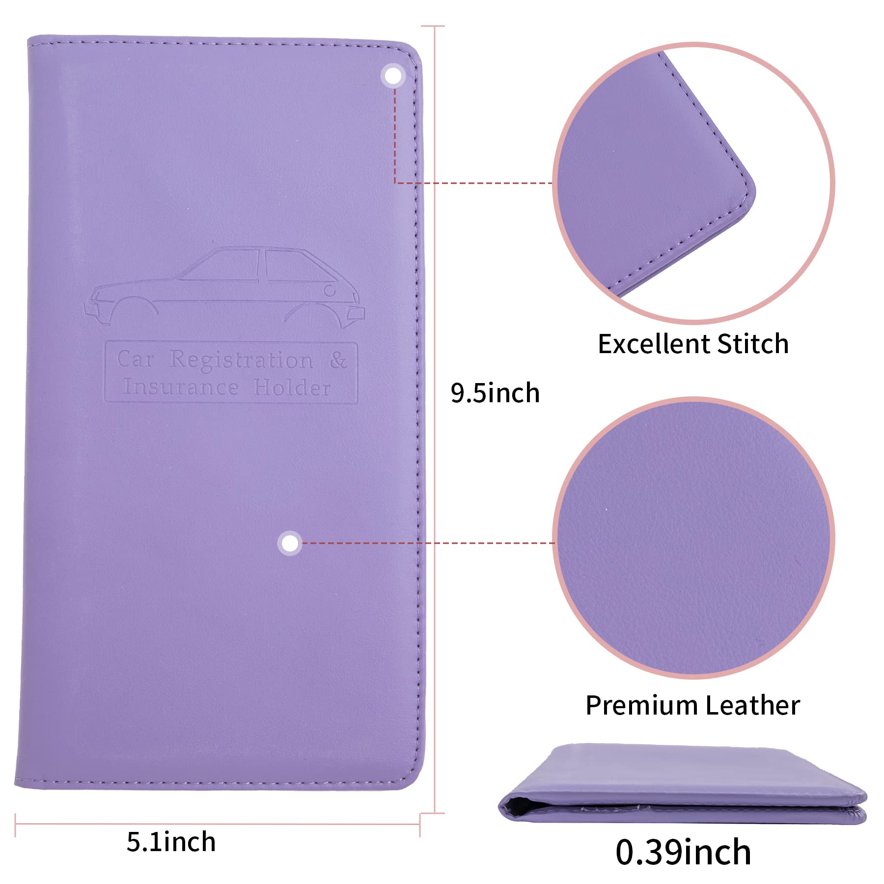 Dalueery.H Car Registration And Insurance Holder Registration And Insurance Card Holder Car Essentials For Women(Purple)