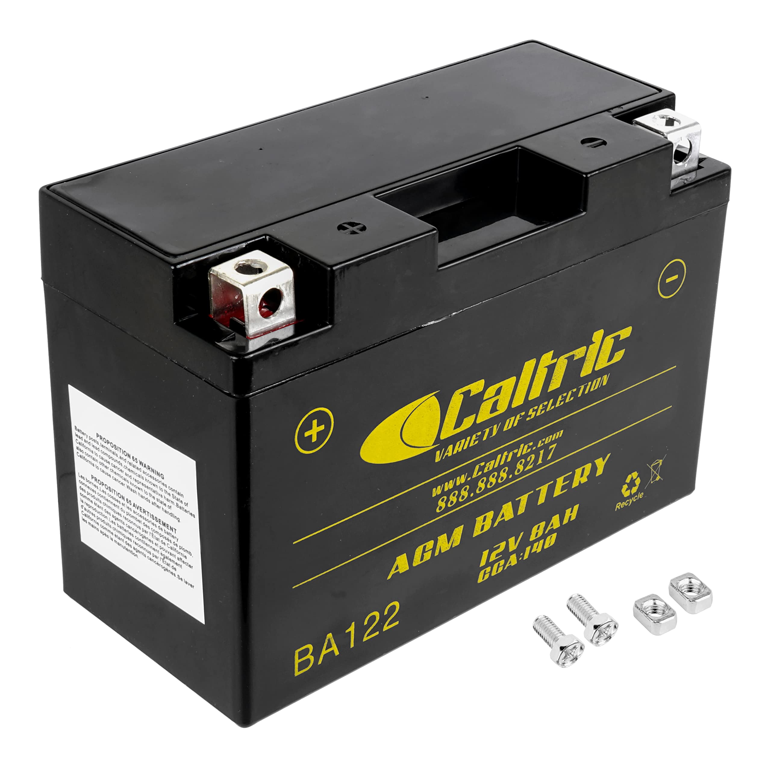 Caltric Agm Battery For Yamaha Raptor 700 Yfm700R 2006-2016 - 12V 8 Amp, 140 Cca, Sealed Maintenance Free High Performance Batte