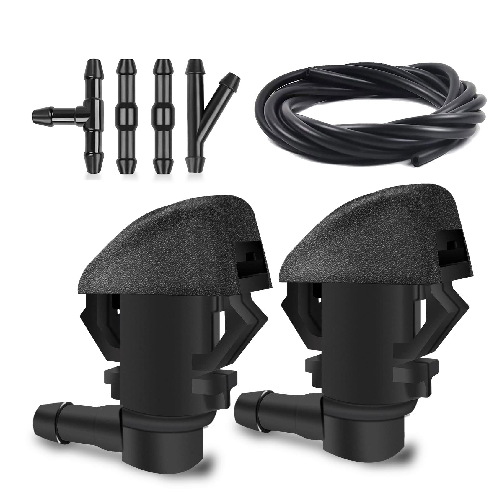 Windshield Washer Nozzles Kit, Front Windshield Spray Nozzles Wiper Spray Washer Jet And Fluid Hose With Connectors For Honda Pi