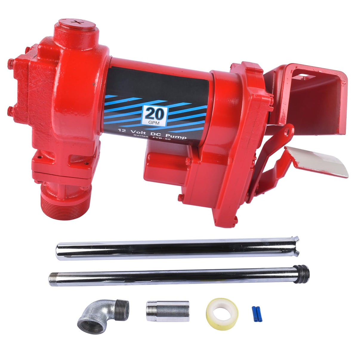 20GPM 12V High Flow Fuel Transfer Pump Gasoline Pump DC Transfer Pump Cast Iron Heavy Duty Transfer Pump for Transfer of Gasolin