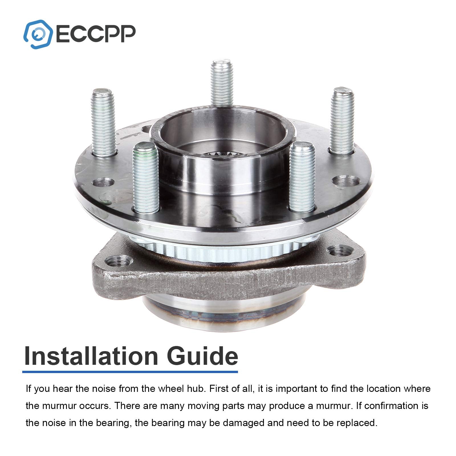 ECCPP Replacement for Wheel Bearing Hub 513061 Hub Bearing Assembly Hub Assemblies Front Axle 5 Lugs 4WD with ABS Sensor for Che