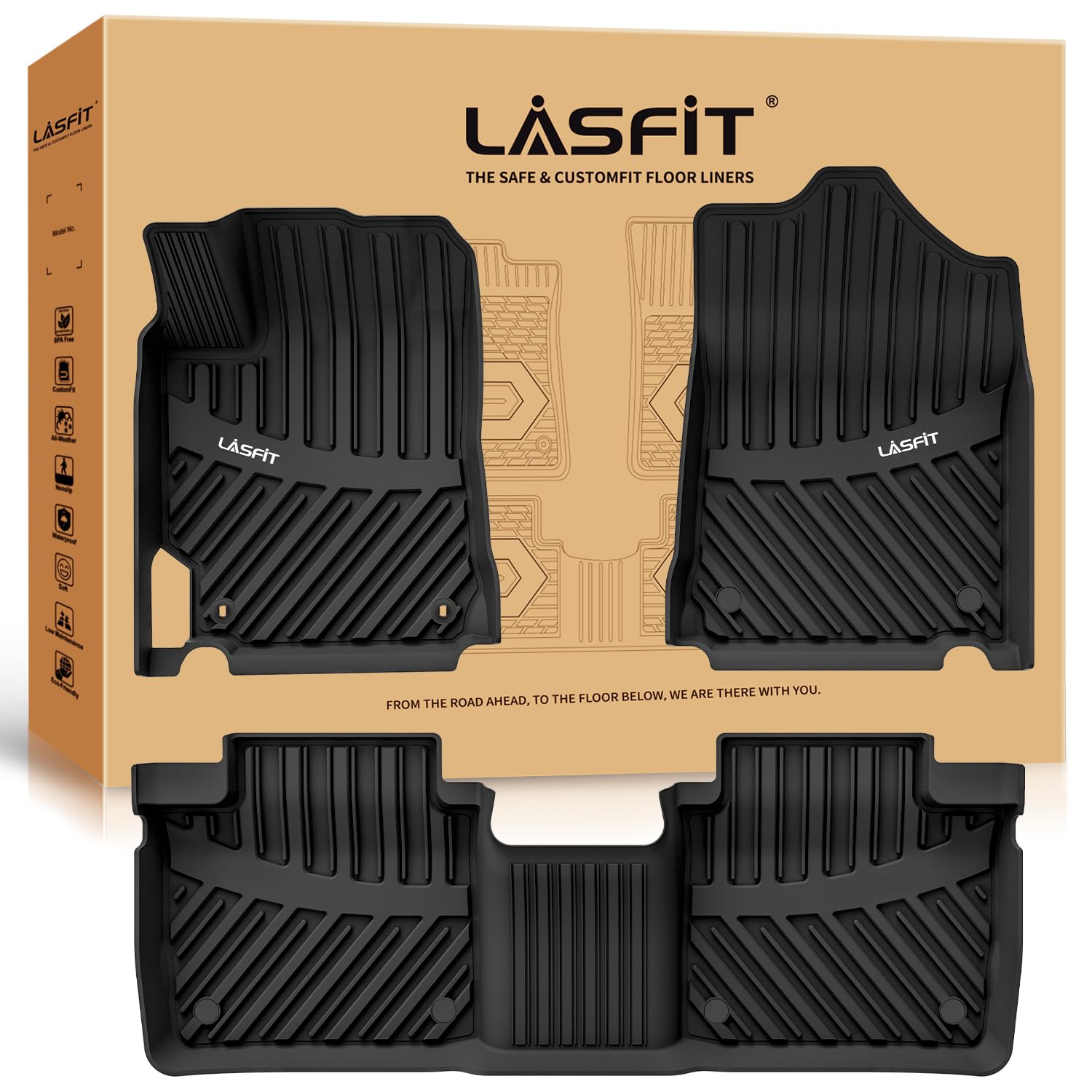 Lasfit Floor Mats For Toyota Camry 2017 2016 2015 Le/Se/Xle/Xse/Hybrid, Custom Fit Tpe All Weather Floor Liners For Camry 2015-2