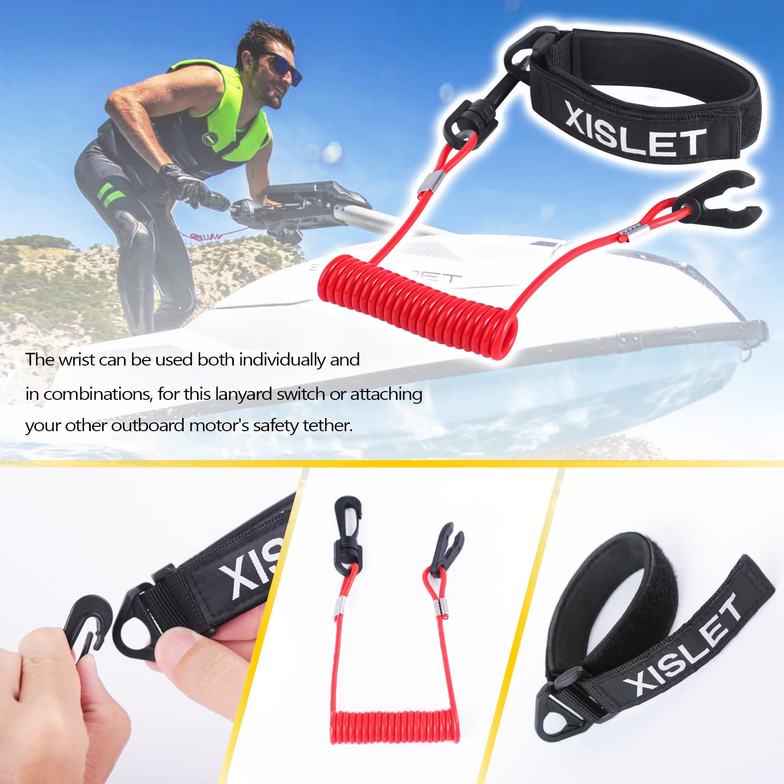 Xislet Lanyard Switch Compatible With Yamaha Jet Ski Waverunner Vx Cruiser Fx Engine Safety Stop Tether Replace Ew2-68348-00-00 Aftermarket 6K8-82556-00-00