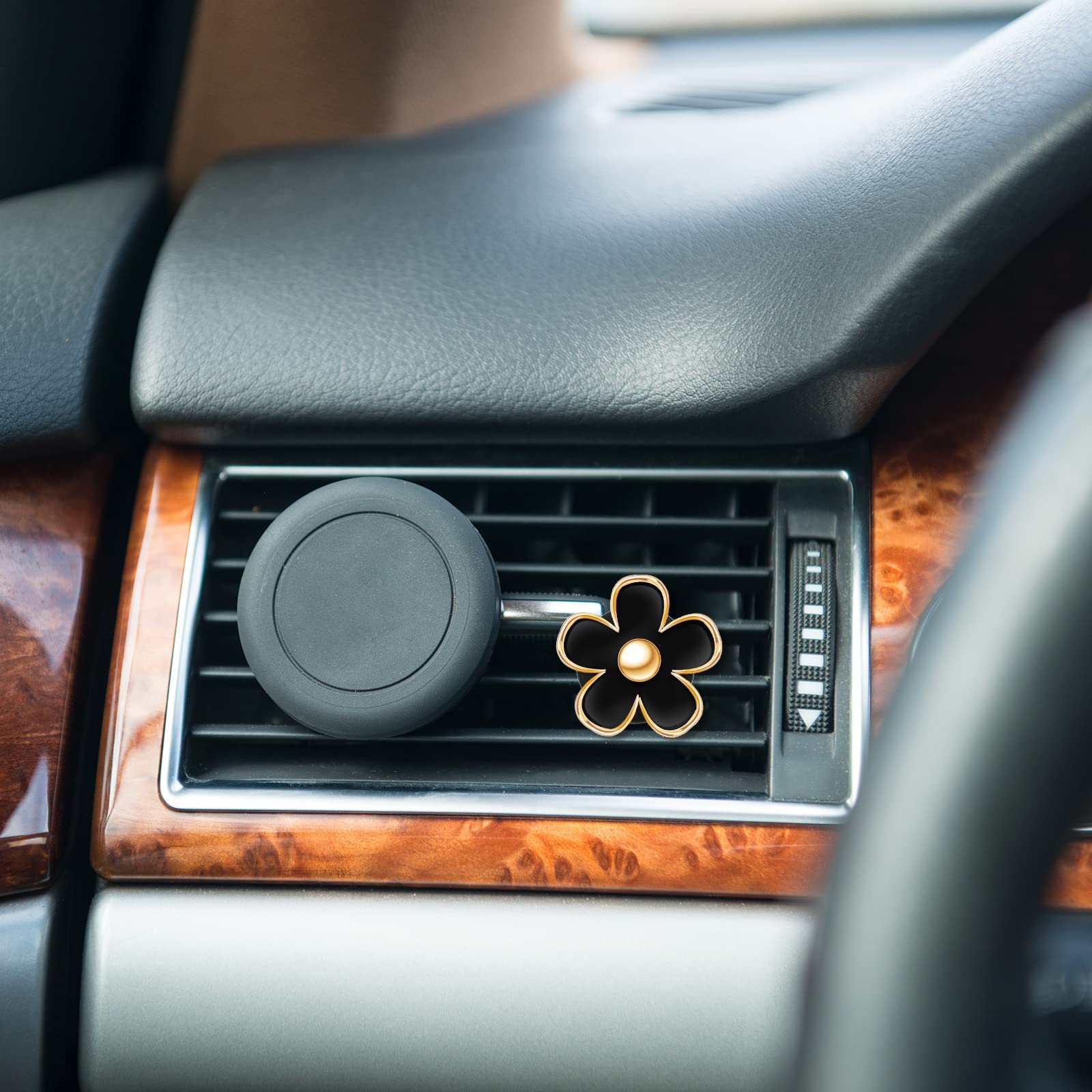 Frienda 6 Pcs Daisy Flower Air Vent Clip Air Freshener Outlet Clip Car Air Conditioning Clip Charm Car Inter Decor(Black, 2.5 Cm