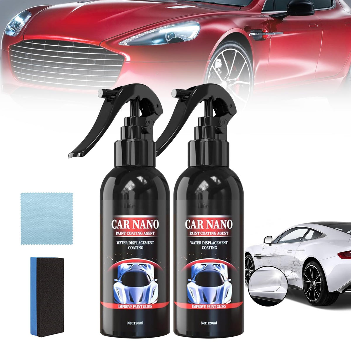 2PCS Nuracoat Nano Car Spray, Nurafix Scratch Remover, Nurafix Scratch Repair, Auto Nano Ceramic Coating Polishing Spraying,Fast