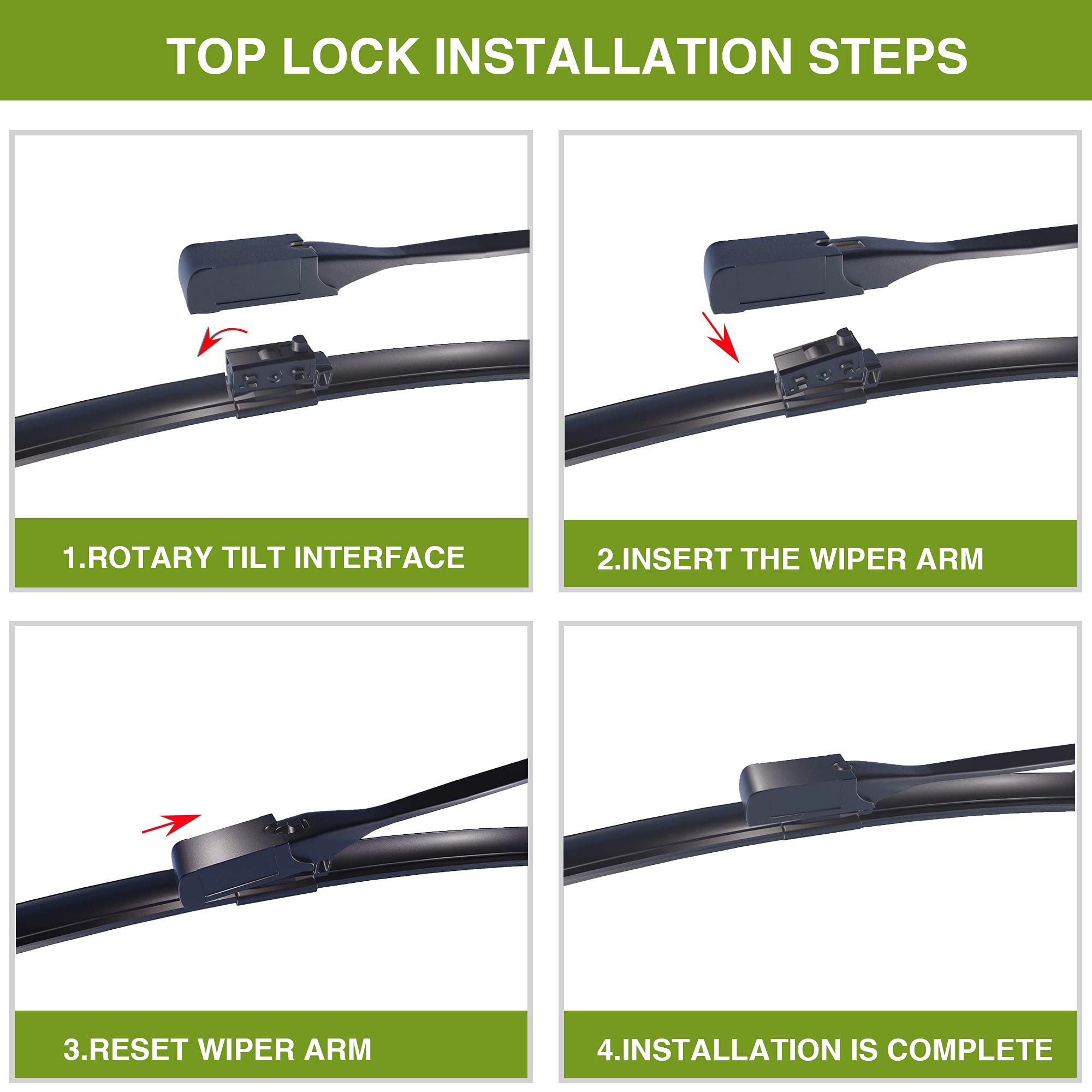 AECIWELL Factory Windshield Wiper Blade Wiper Set - 22''+22'' (Top Lock, Set of 2) Fits Mercedes-Benz GLC class GLC300 2016-2019