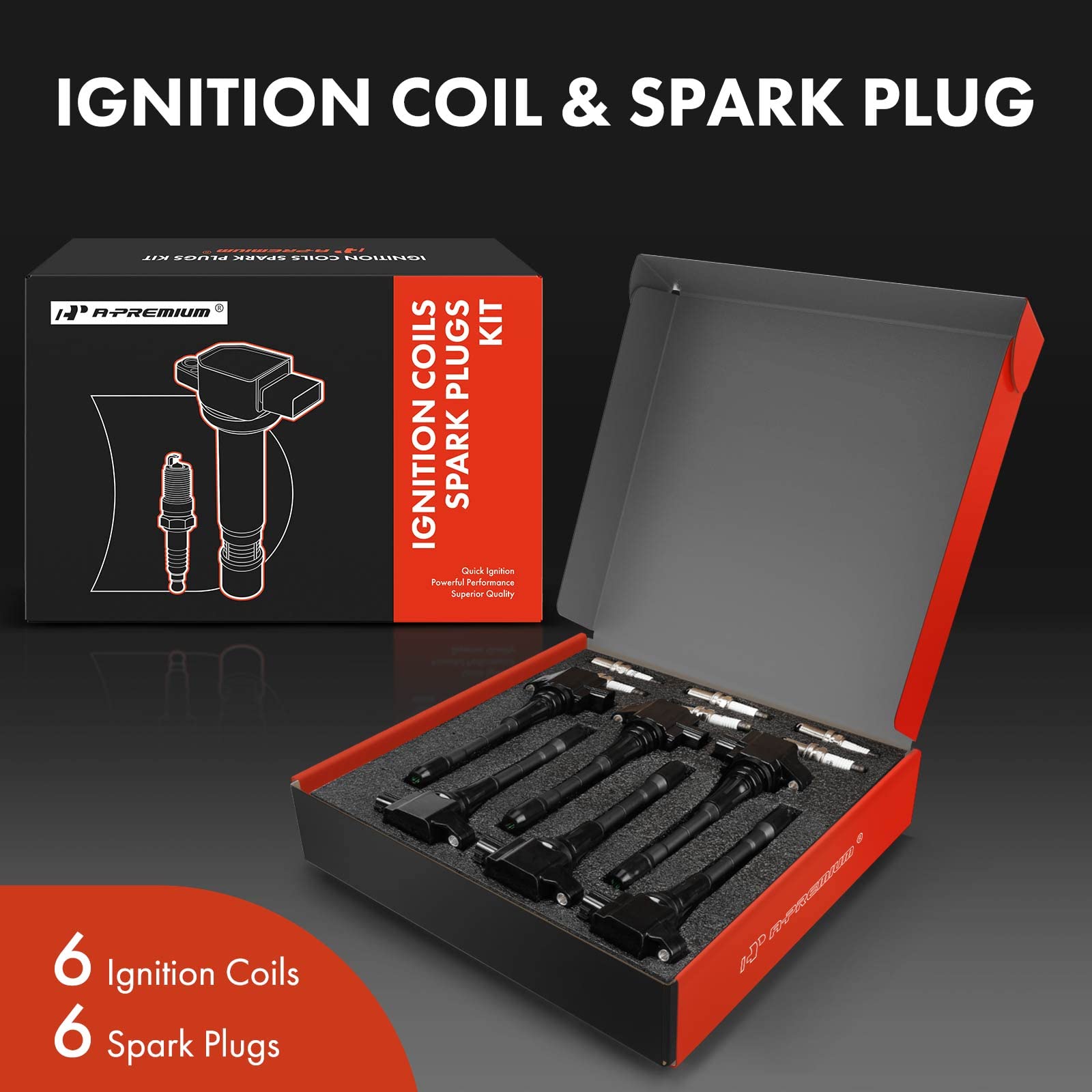 A-Premium Set Of 6 Ignition Coil Pack And Iridium Spark Plugs Compatible With Infiniti G25 Jx35 M35 Q50 Q70 Qx60 & Nissan Altima