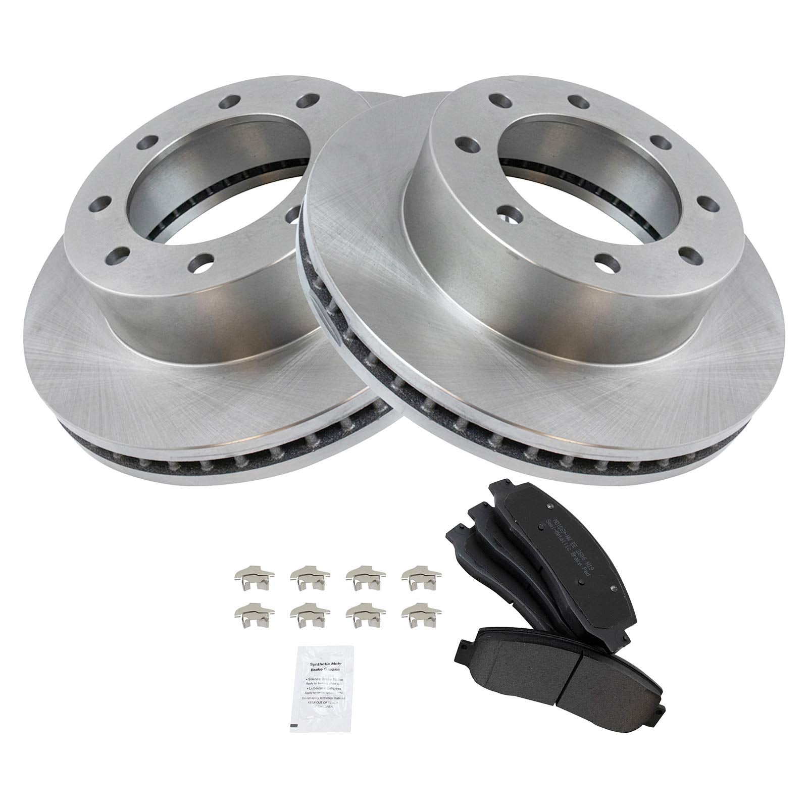 Trq Front Brake Pad & Rotor Kit Brake Pads Brake Rotor Semi-Metallic Compatible With 2005-2012 Ford F-250 Super Duty F-350 Super