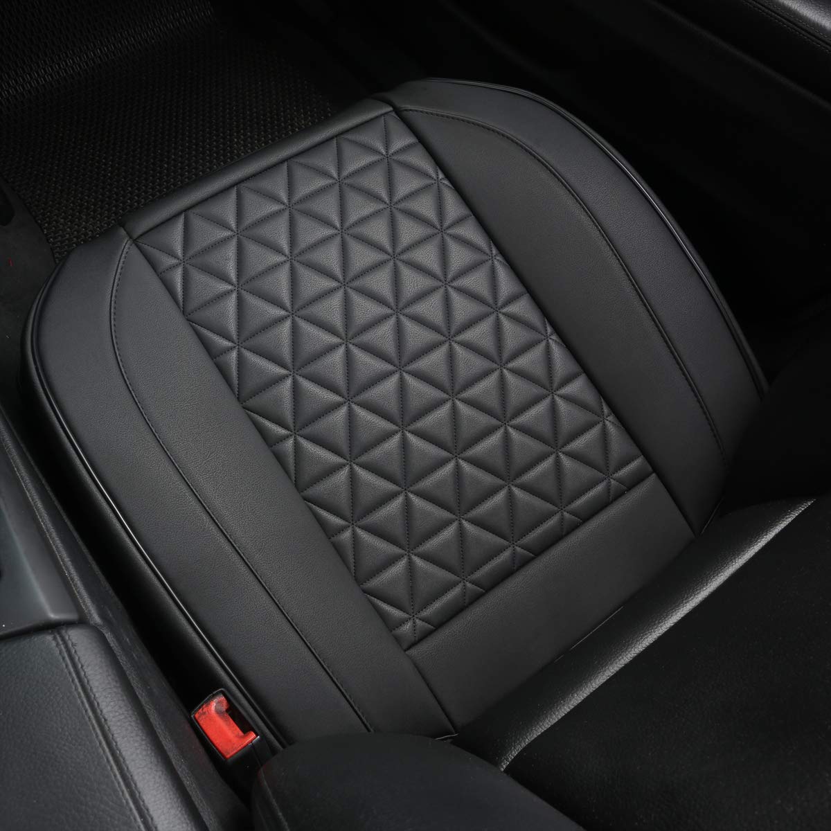 Black Panther Luxury Faux Leather Car Seat Cover Front Bottom Seat Cushion Cover, Anti-Slip And Wrap Around The Bottom, Fits 95%