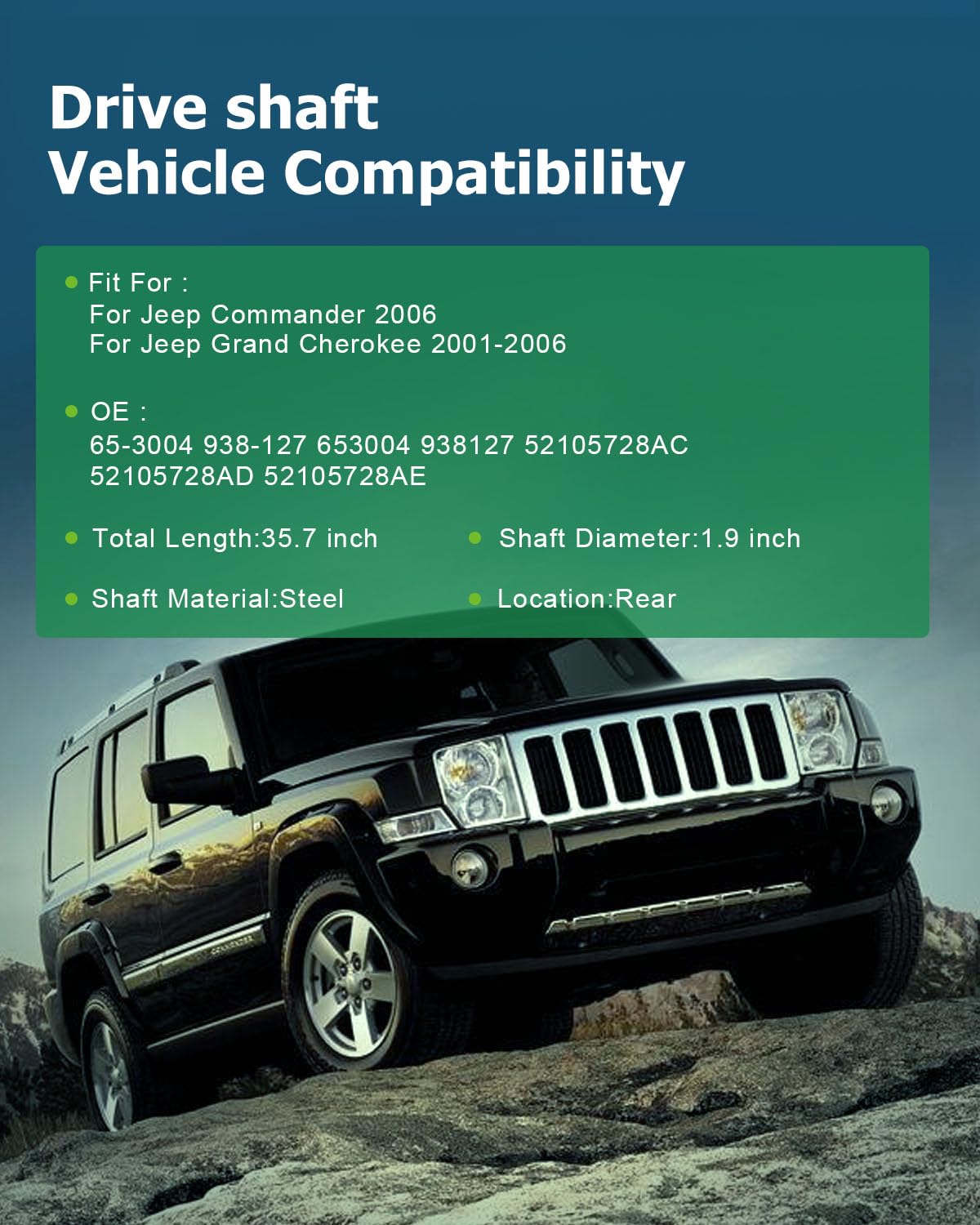 Scitoo 35.7'' Rear Drive Shaft Assembly Propeller Shaft Compatible For Jeep Commander 2006,For Jeep Grand Cherokee 2001-2006 65-