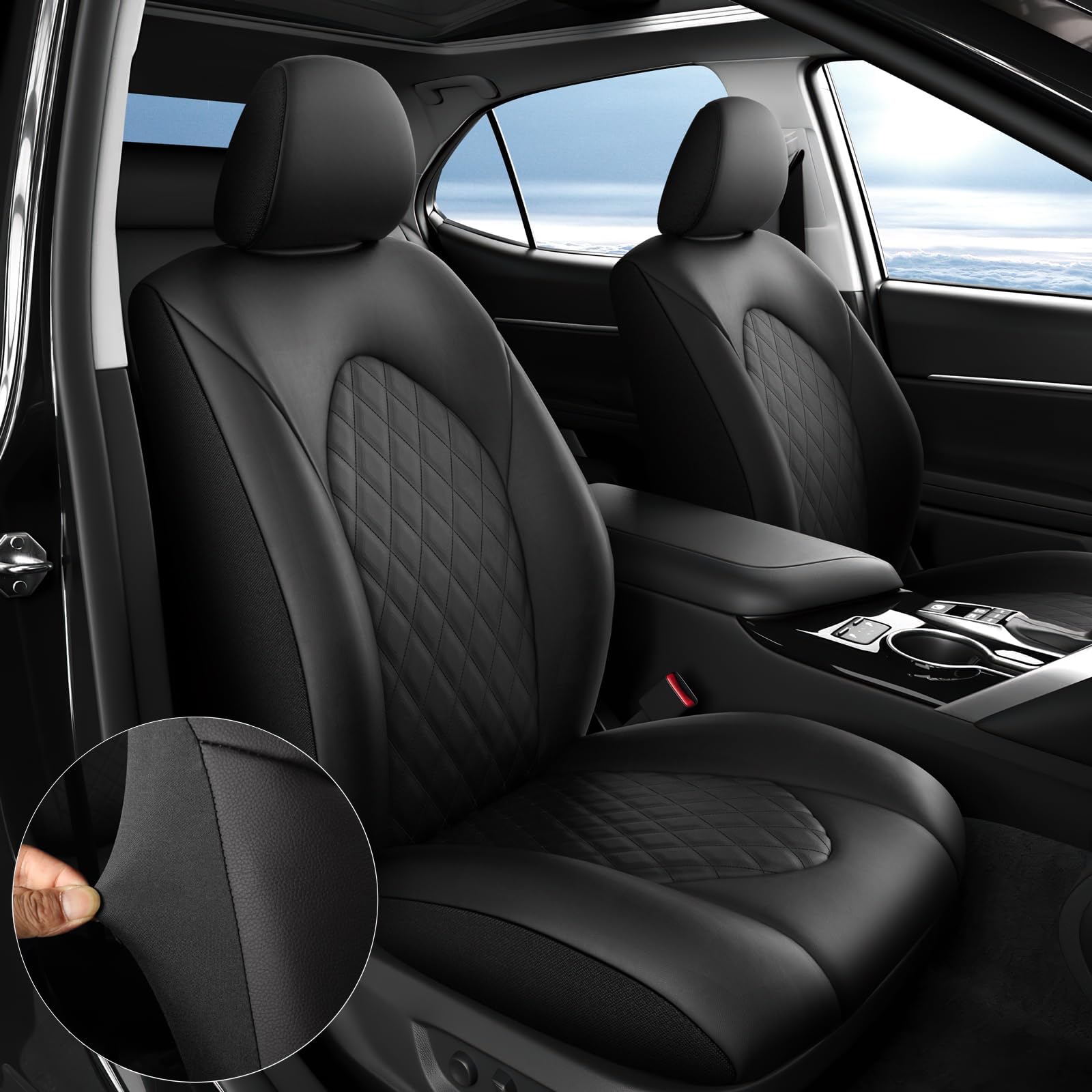 GIANT PANDA Custom Fit Full Set Seat Covers Fit for Toyota Camry 2018 2019 2020 2021 2022 2023 2024 LE,SE,SE Nightshade, 2025 Ca